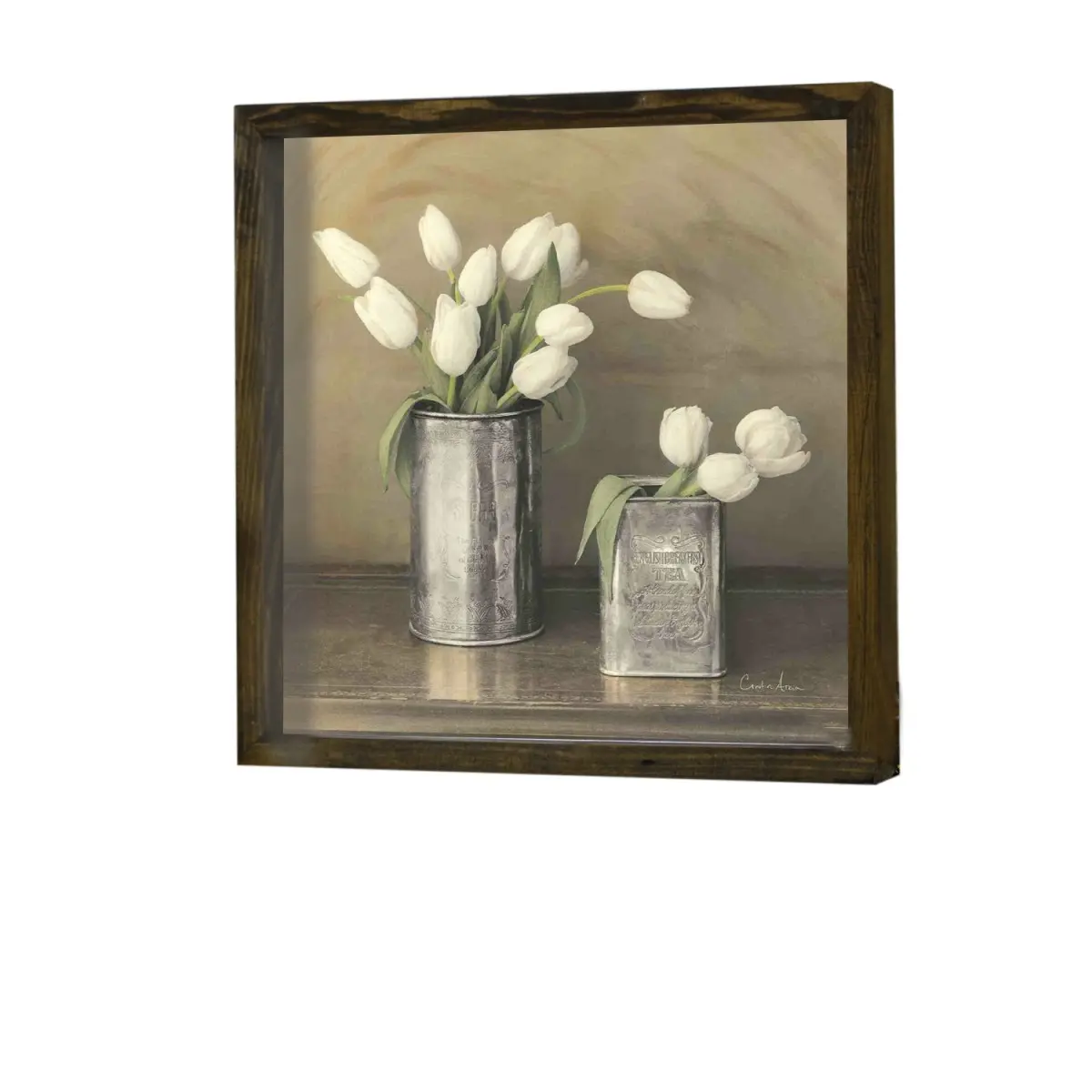 ASIR Obraz na MDF s rámem TULIPÁNY VE DVOU VÁZÁCH 34 x 34 cm