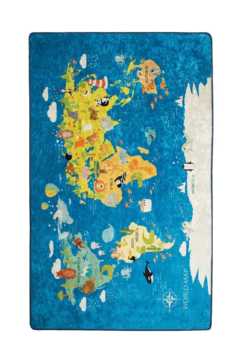 ASIR Koberec 100 x 160 MAPA SVĚTA modrá