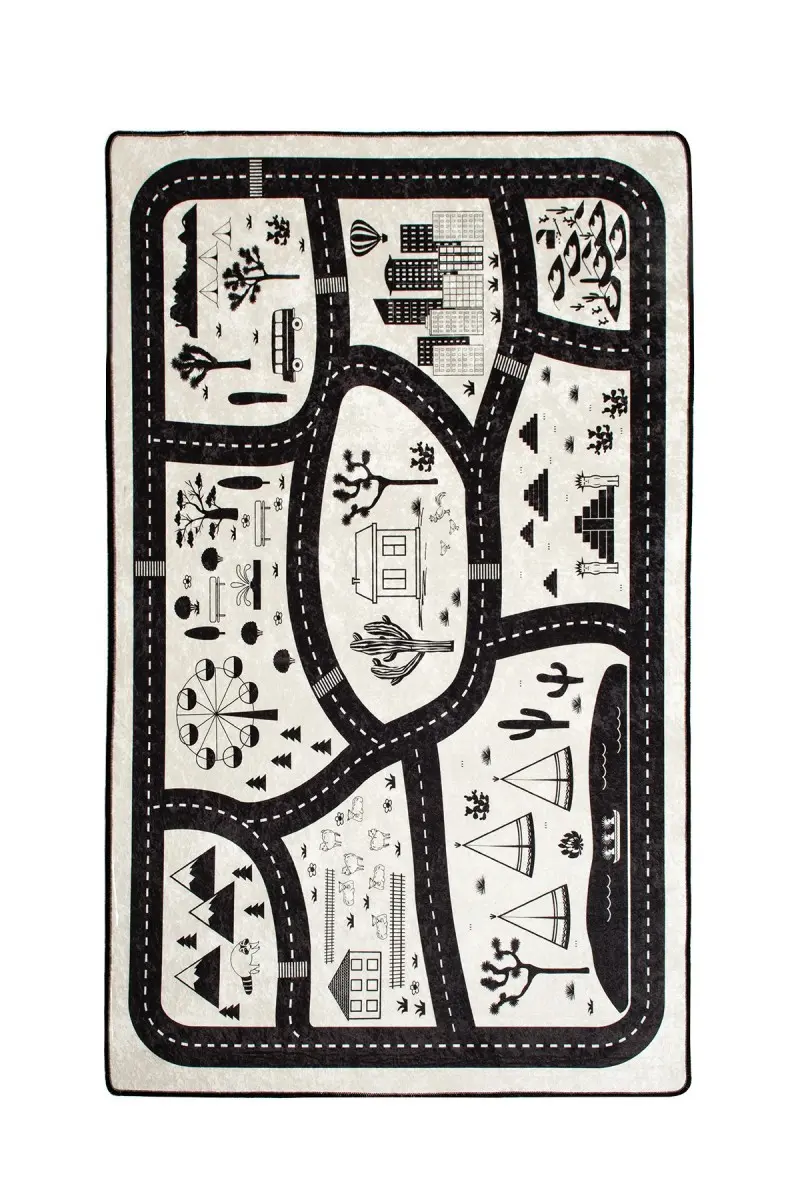 Conceptum Hypnose Dětský koberec Black City 100x160 cm bílý/černý