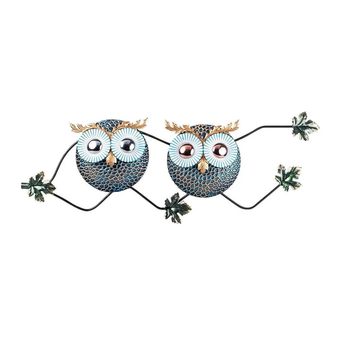 Wallity Nástěnná kovová dekorace OWL modrá/zlatá