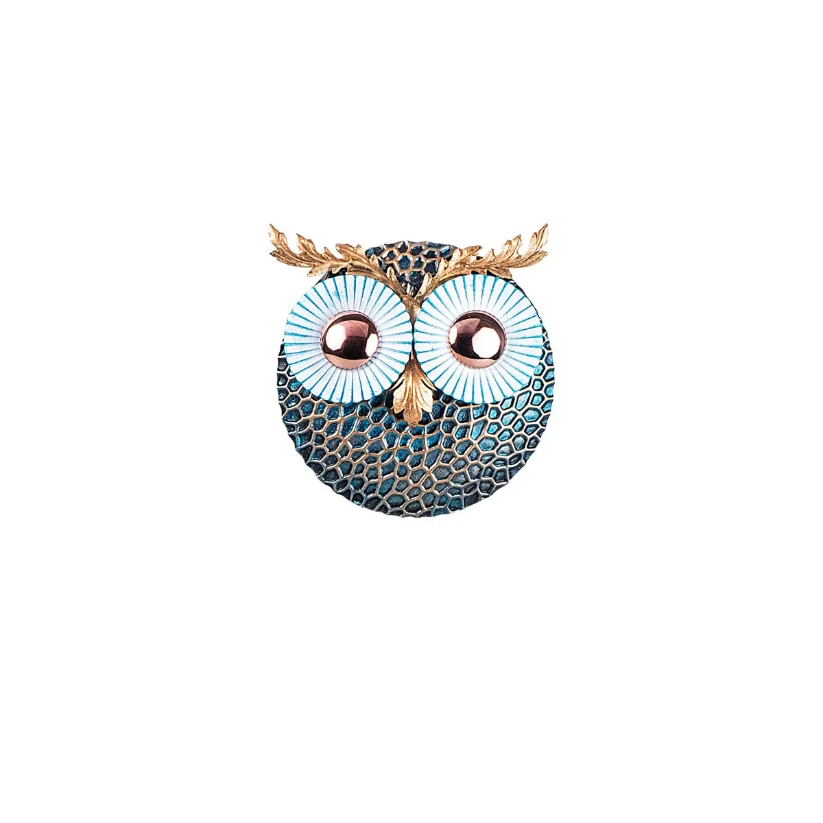 Wallity Nástěnná kovová dekorace OWL II modrá/měděná