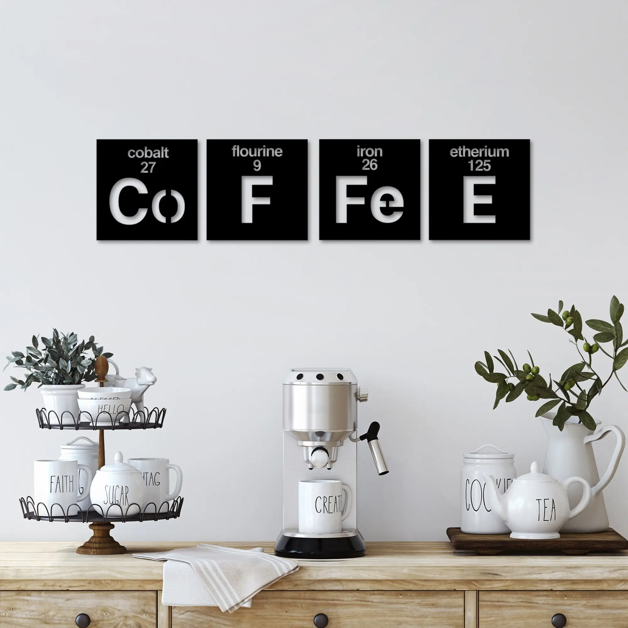 Wallity Nástěnná kovová dekorace Coffee 13 černá