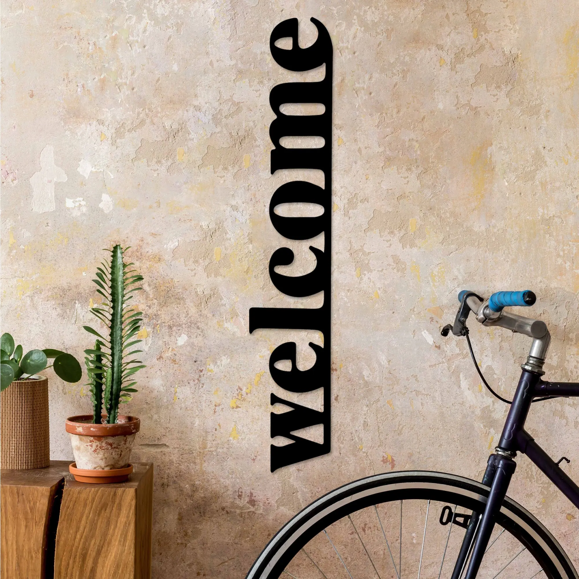 Dekorativní kovový doplněk na zeď Welcome-5
