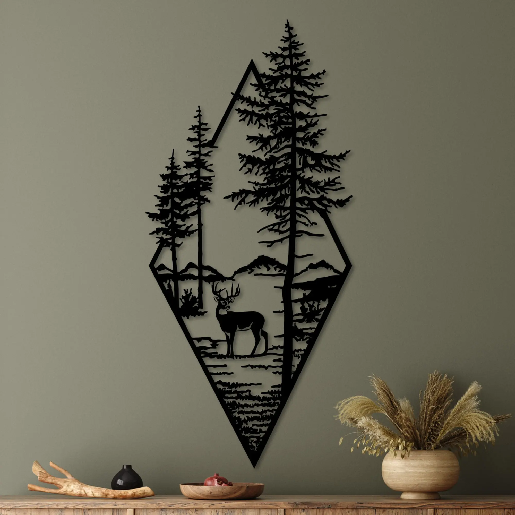 Wallity Nástěnná kovová dekorace Deer I. černá