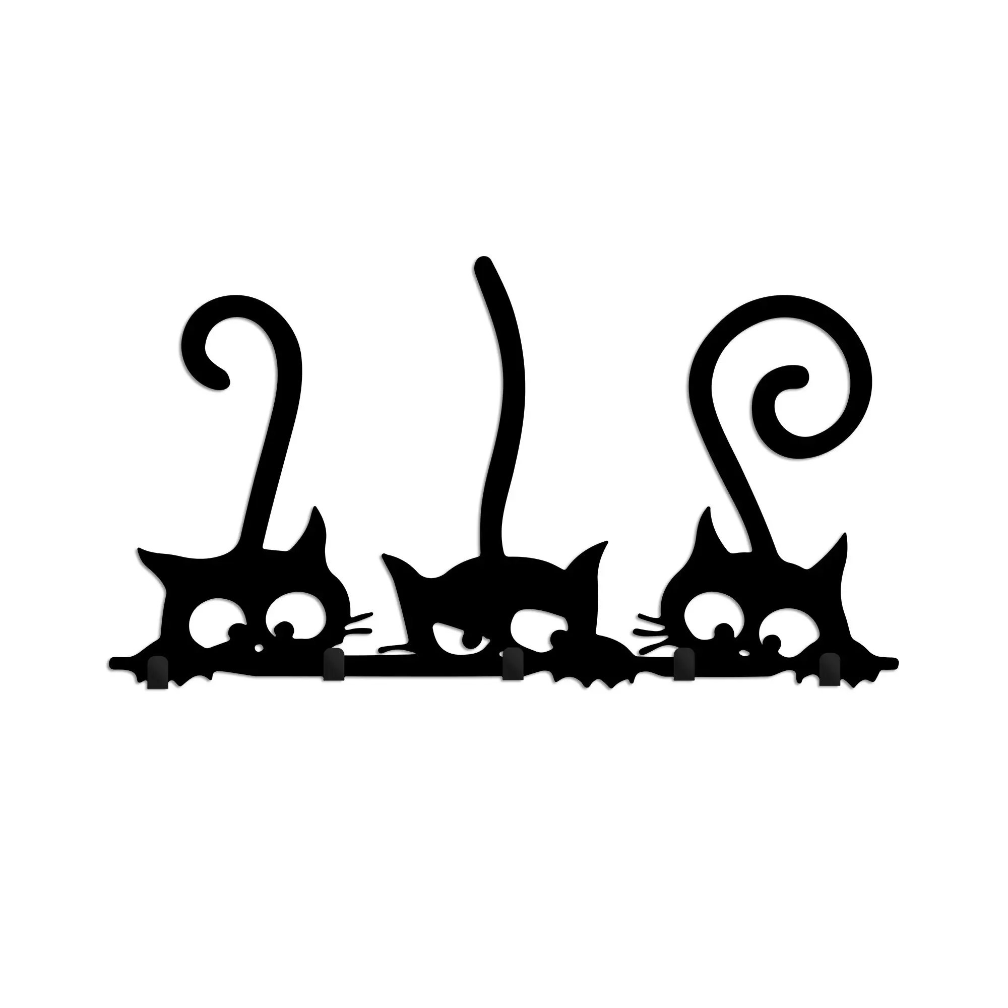Wallity Nástěnný kovový věšák Cats 60 cm černý