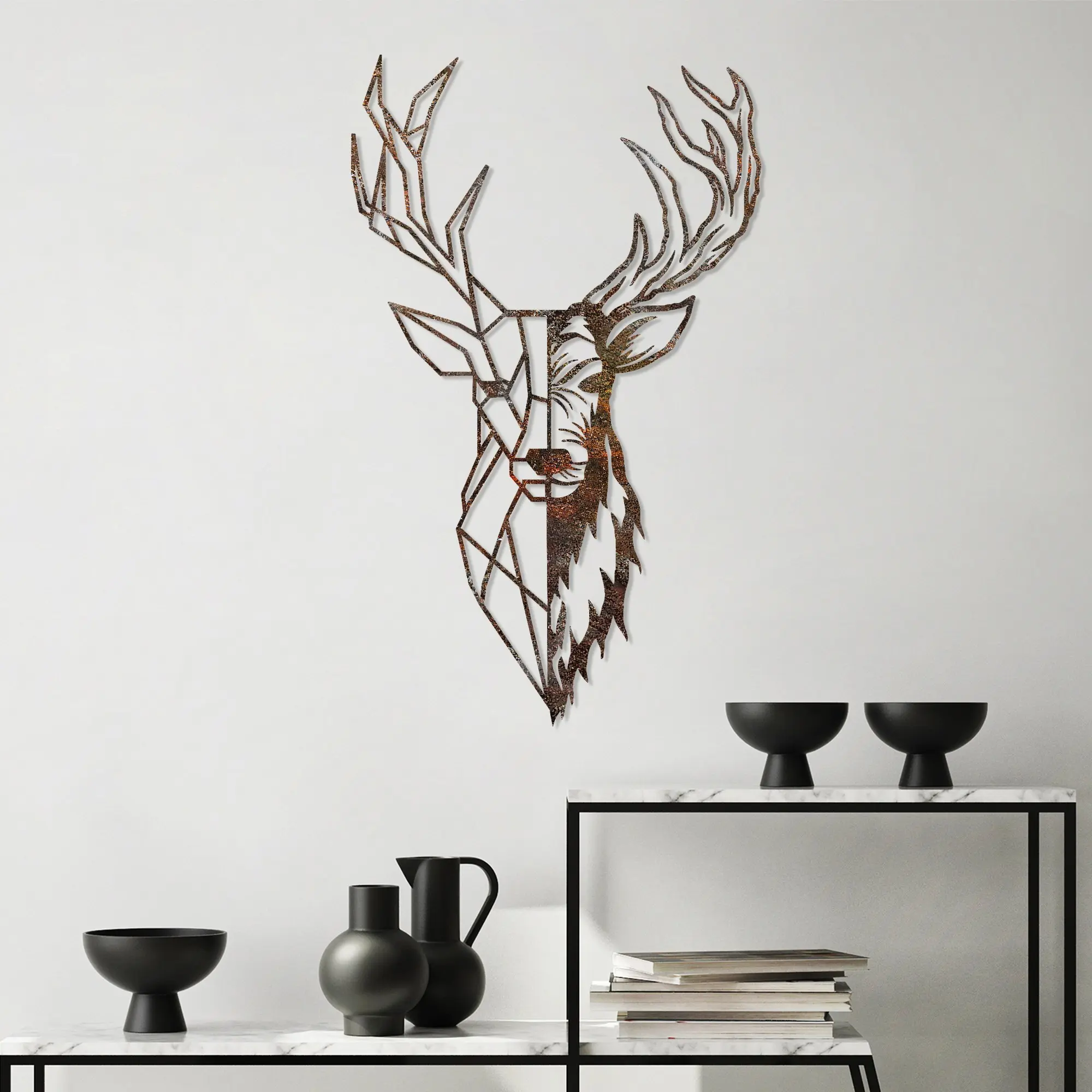 Wallity Nástěnná kovová dekorace Rusty Deer 3 vícebarevná