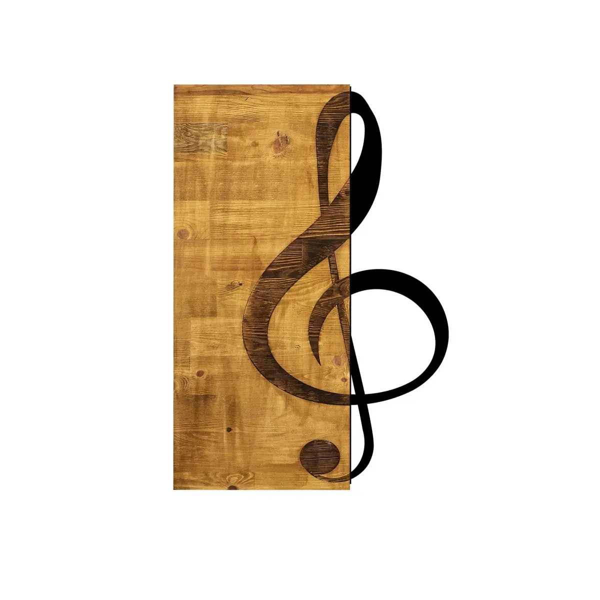 Wallity Nástěnná dřevěná dekorace TREBLE CLEF hnědá/černá