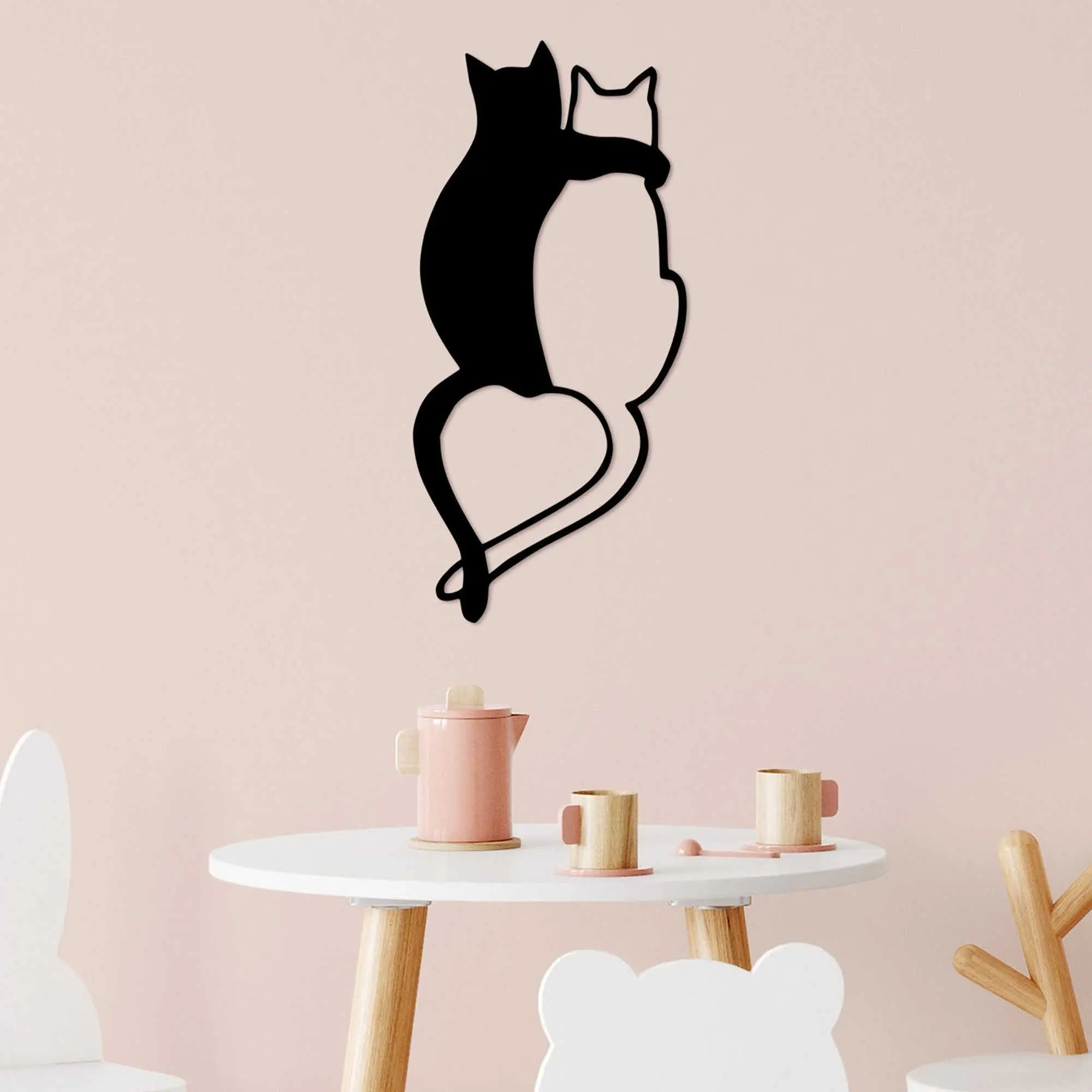 Wallity Nástěnná kovová dekorace Love Cats 478 černá