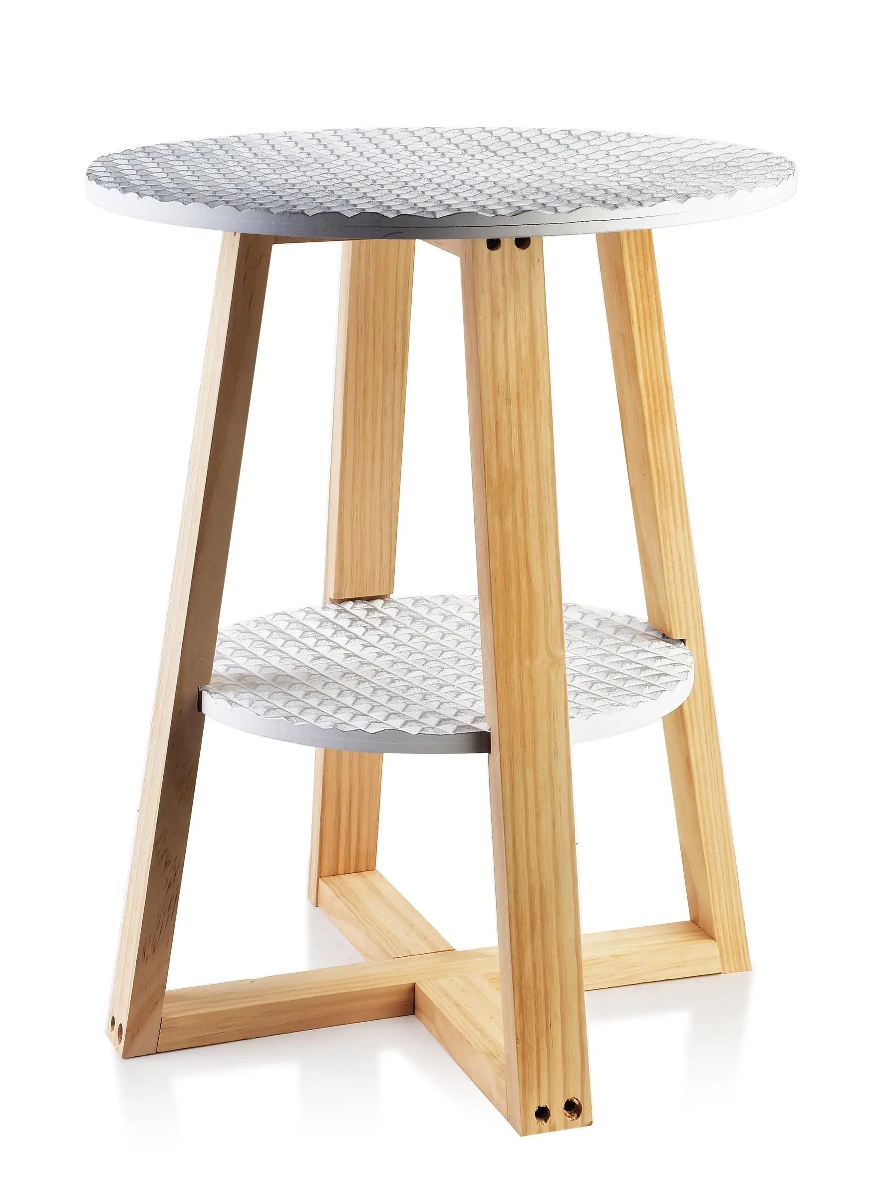 Mondex Odkládací stolek LAMMY 40x50 cm bílo-stříbrný/dub přírodní
