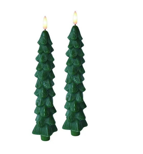 Mondex Sada 2 ks vánočních LED svíček Nikolao 5x26 cm zelená