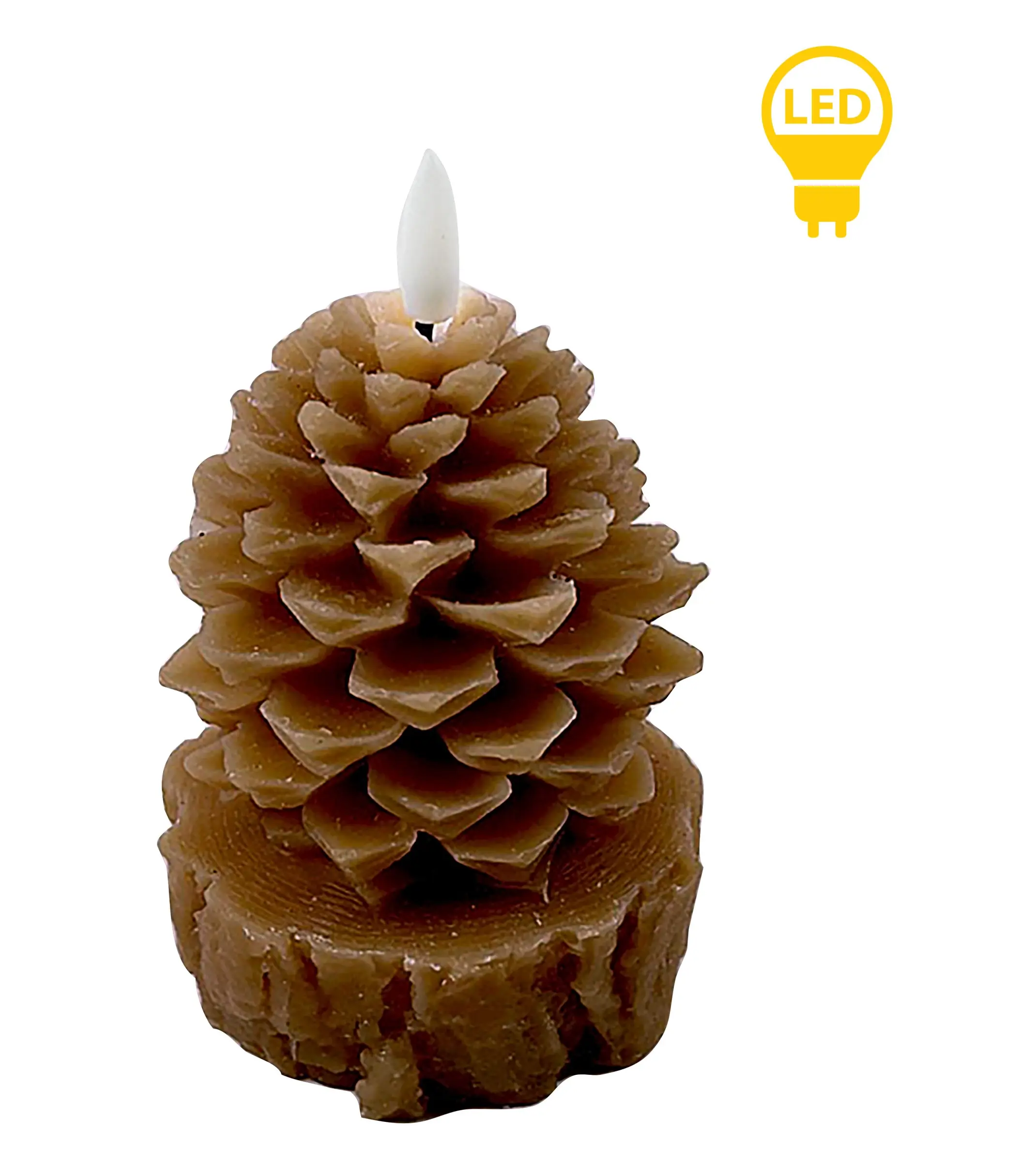 Mondex Vánoční LED dekorativní svíčka Nikolao Tre 15,5 cm hnědá