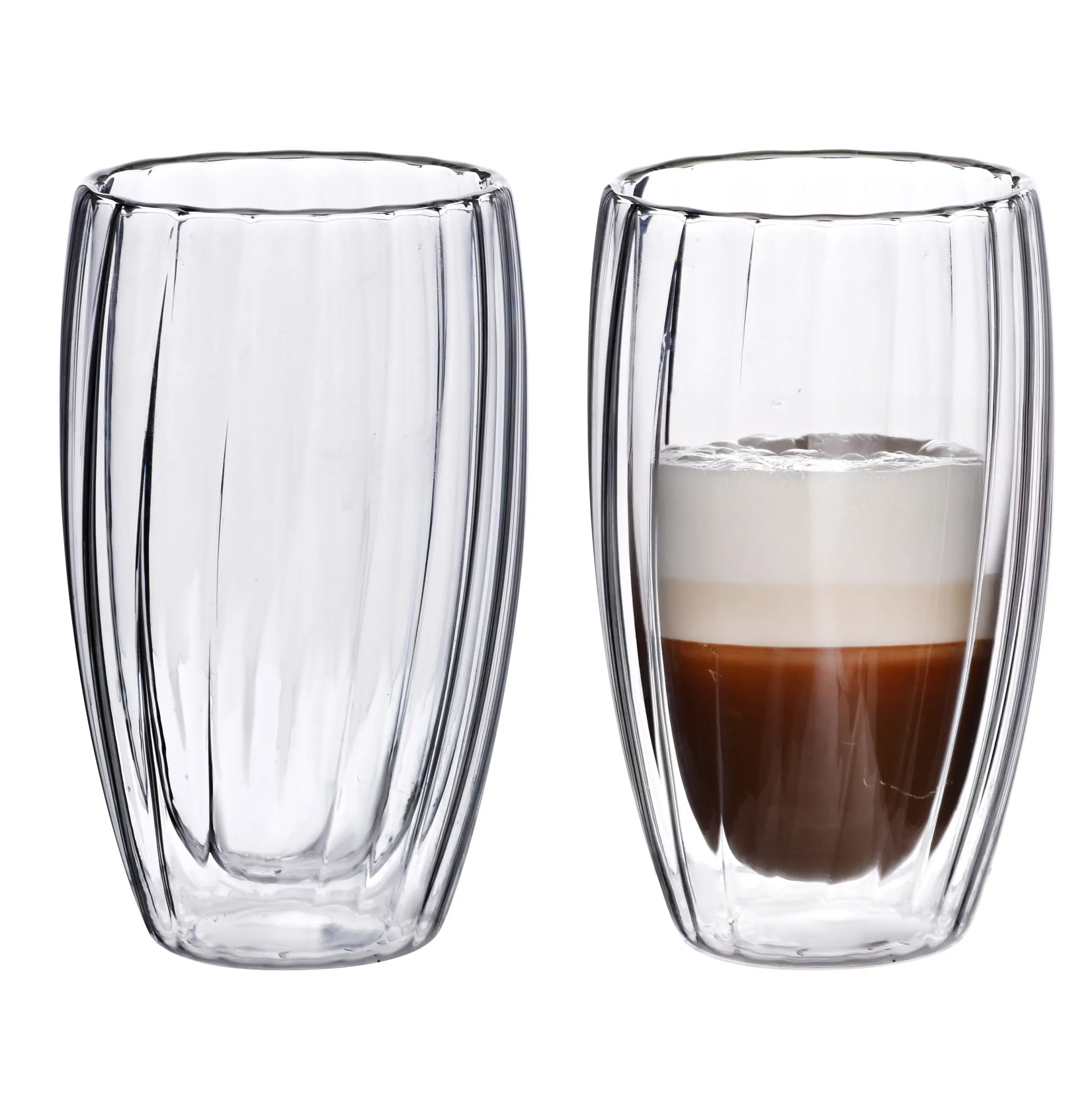 Allesken Sada 2 ks skleněných hrnků PETER STRIPES 450 ml čirá