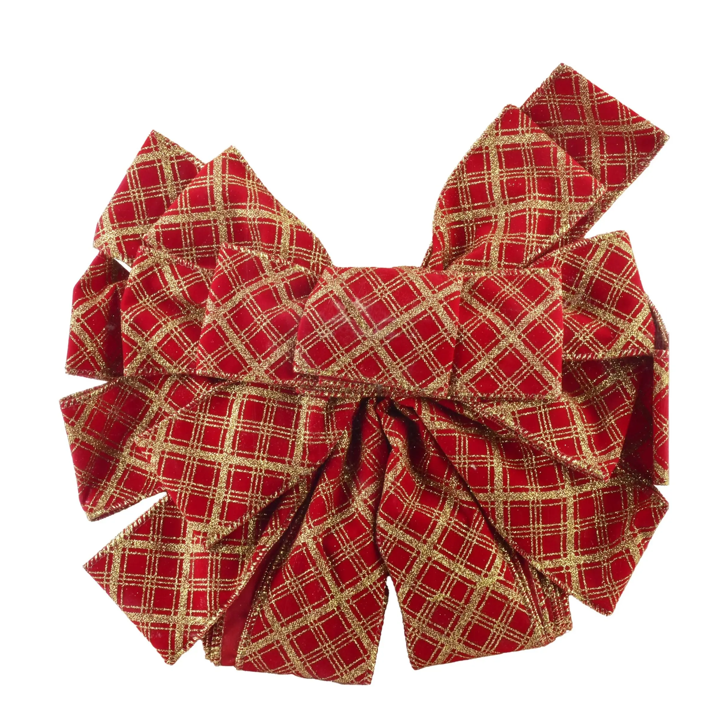 Mondex Vánoční dekorativní mašle Santa Lila 32x130 cm červená s kostkovaným vzorem