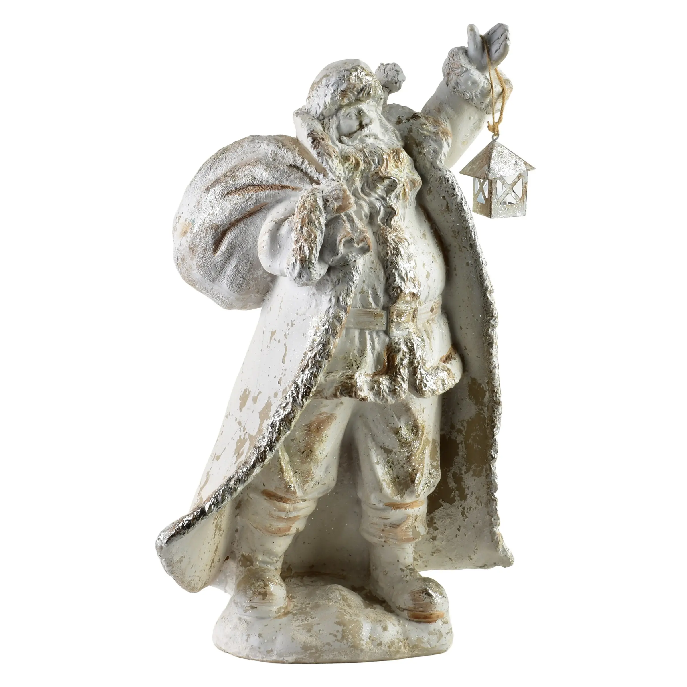 Mondex Vánoční figurka svatý Mikuláš Santa Lila 41 cm bílá