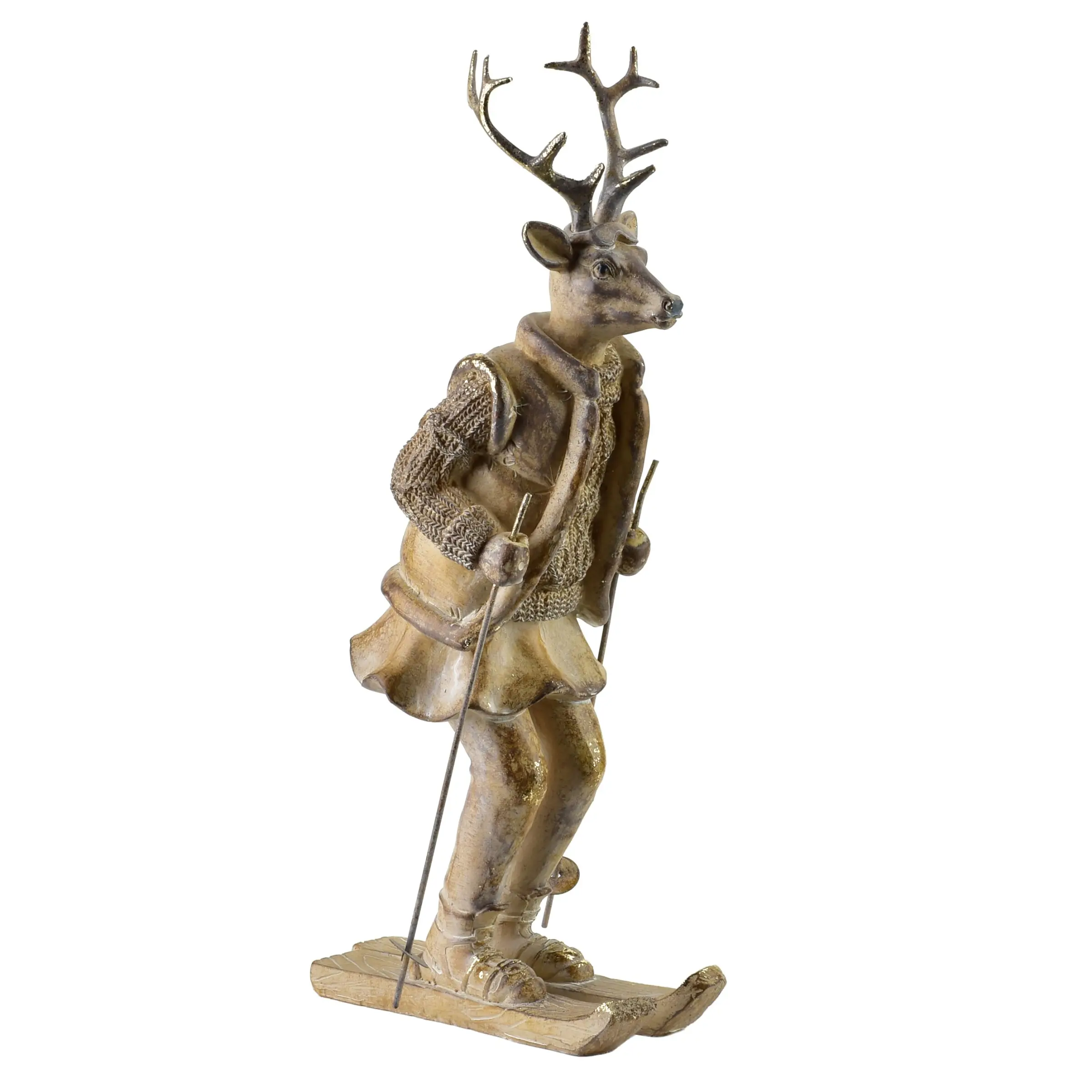Mondex Vánoční figurka los na lyžích Santa Lila 32,5 cm hnědá