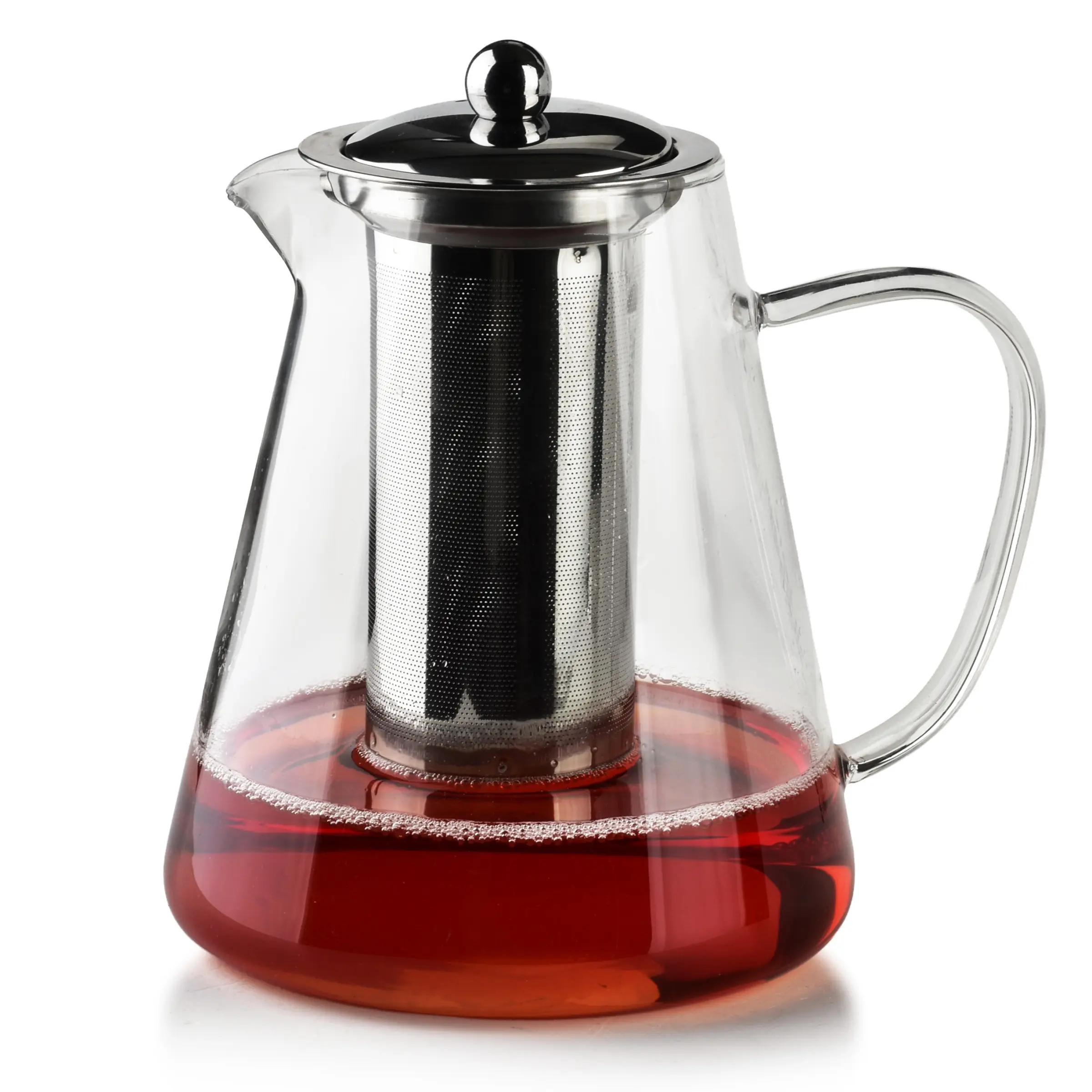 Allesken Skleněná čajová konvice PETER 1,3 l čirá/nerez