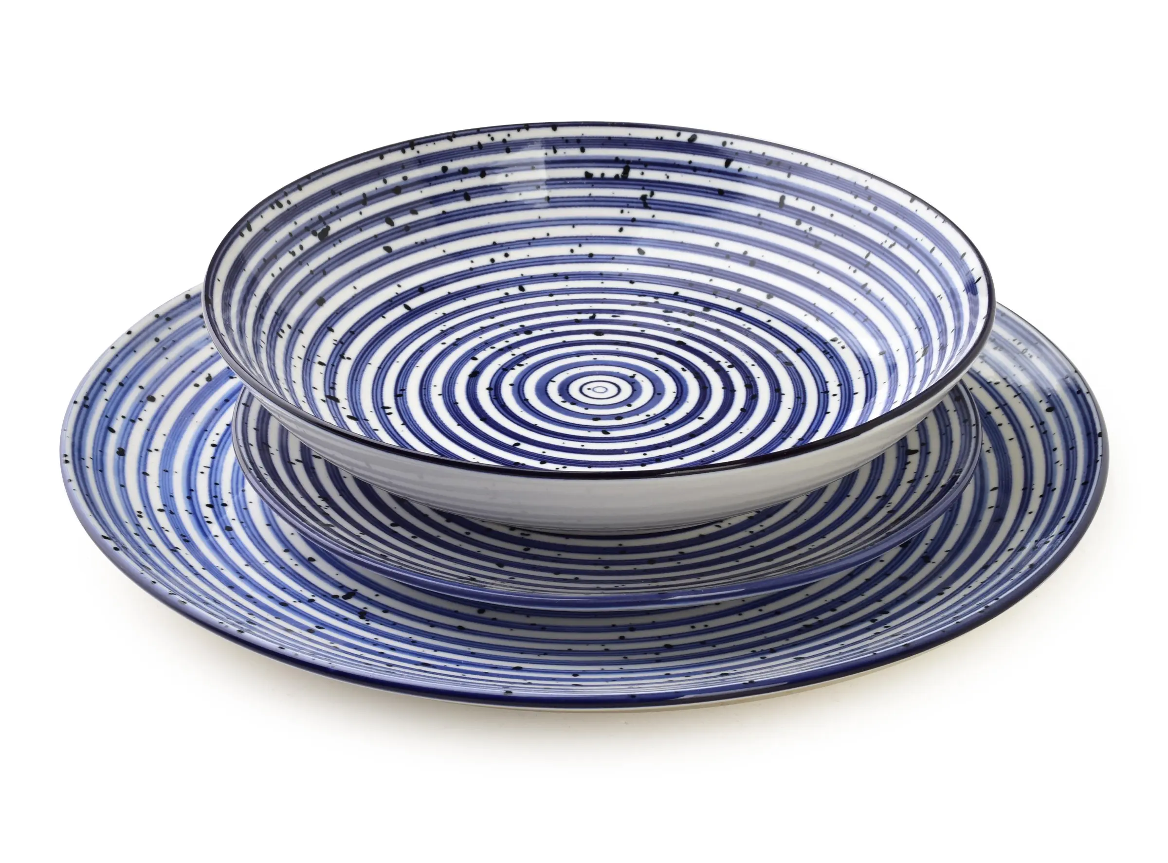 Affekdesign Porcelánová sada 18 ks talířů STRIPES BLUE modrá