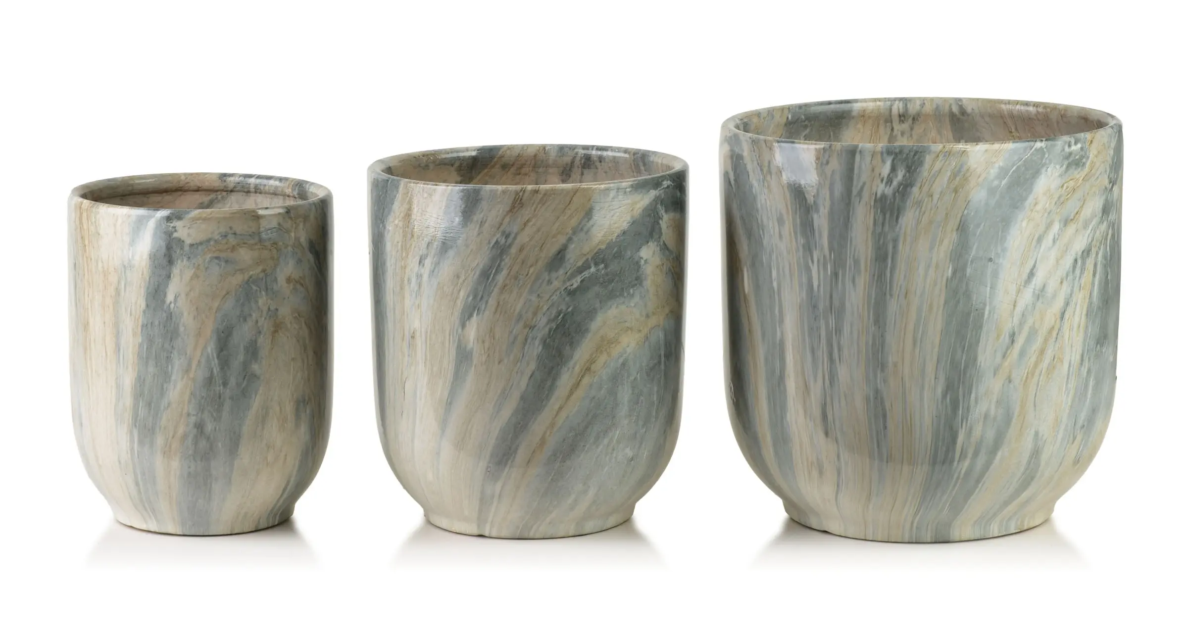 Mondex Sada 3 ks keramických květináčů NEVA MARBLE IV hnědá/šedá