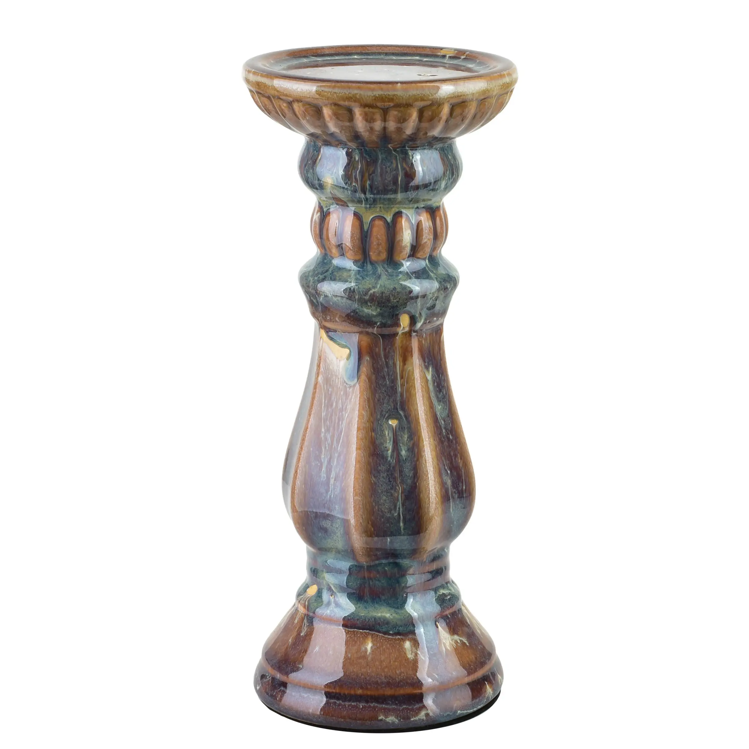 Mondex Keramický svícen Yarine 25,5 cm hnědý