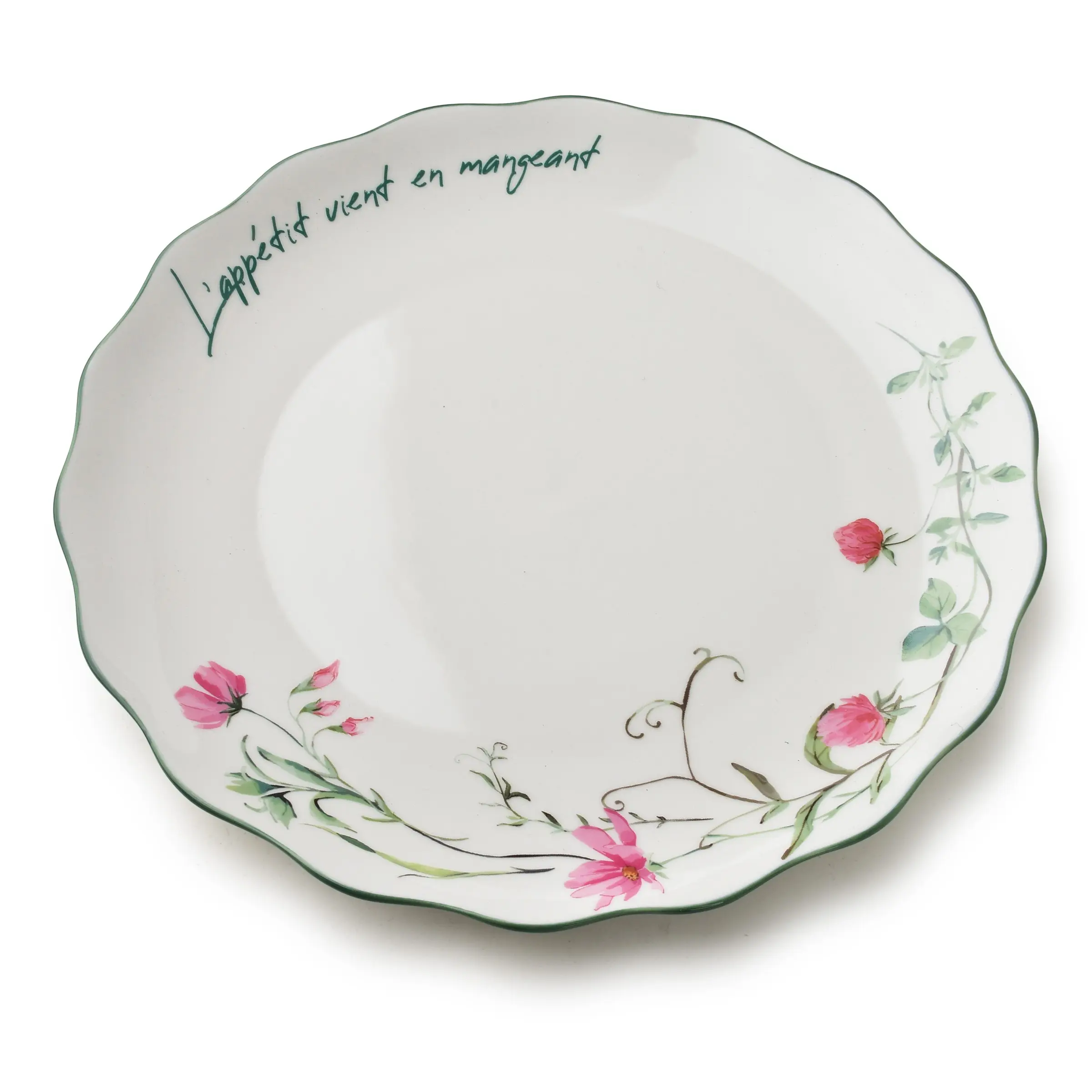 Affekdesign Porcelánový mělký talíř MOLLIE 27 cm bílý/zelený