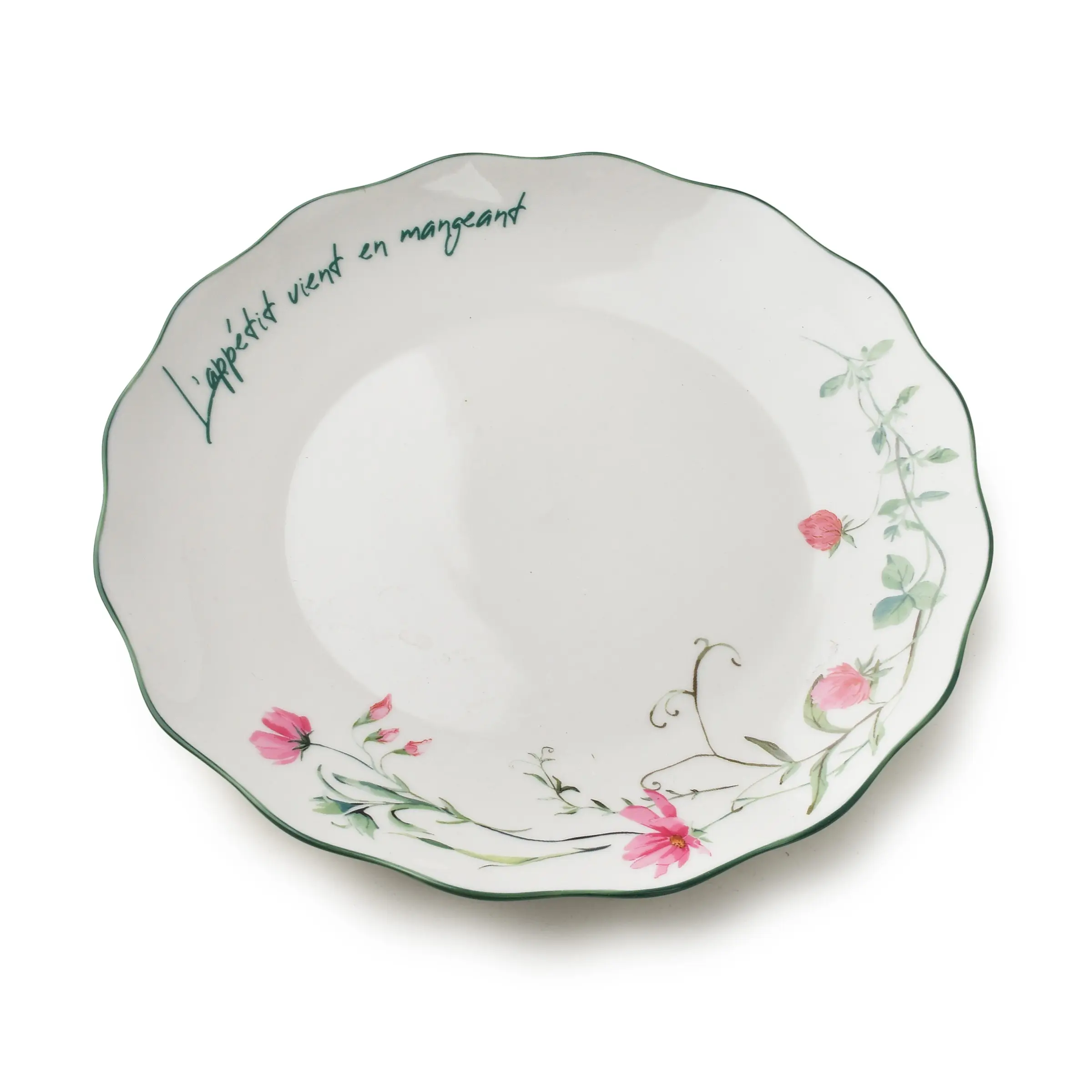 Affekdesign Porcelánový dezertní talíř MOLLIE 20,5 cm bílý/zelený