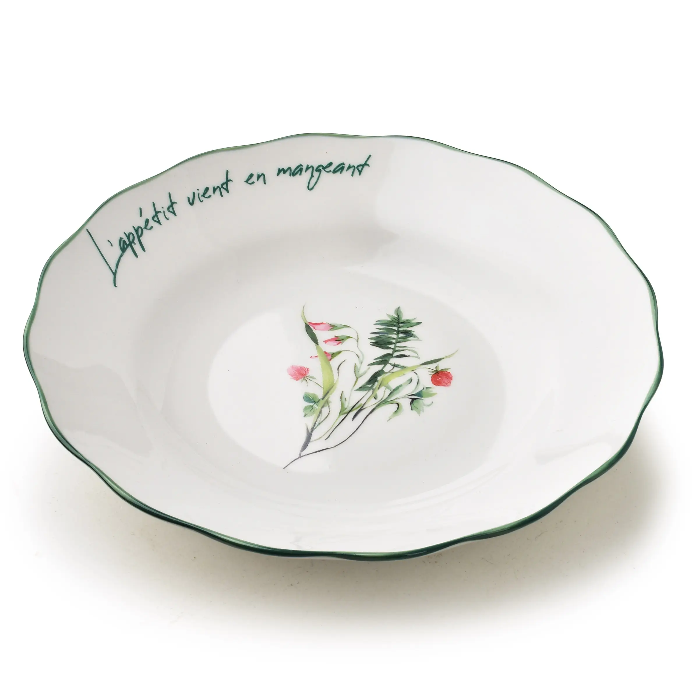 Affekdesign Porcelánový hluboký talíř MOLLIE 390 ml bílý/zelený