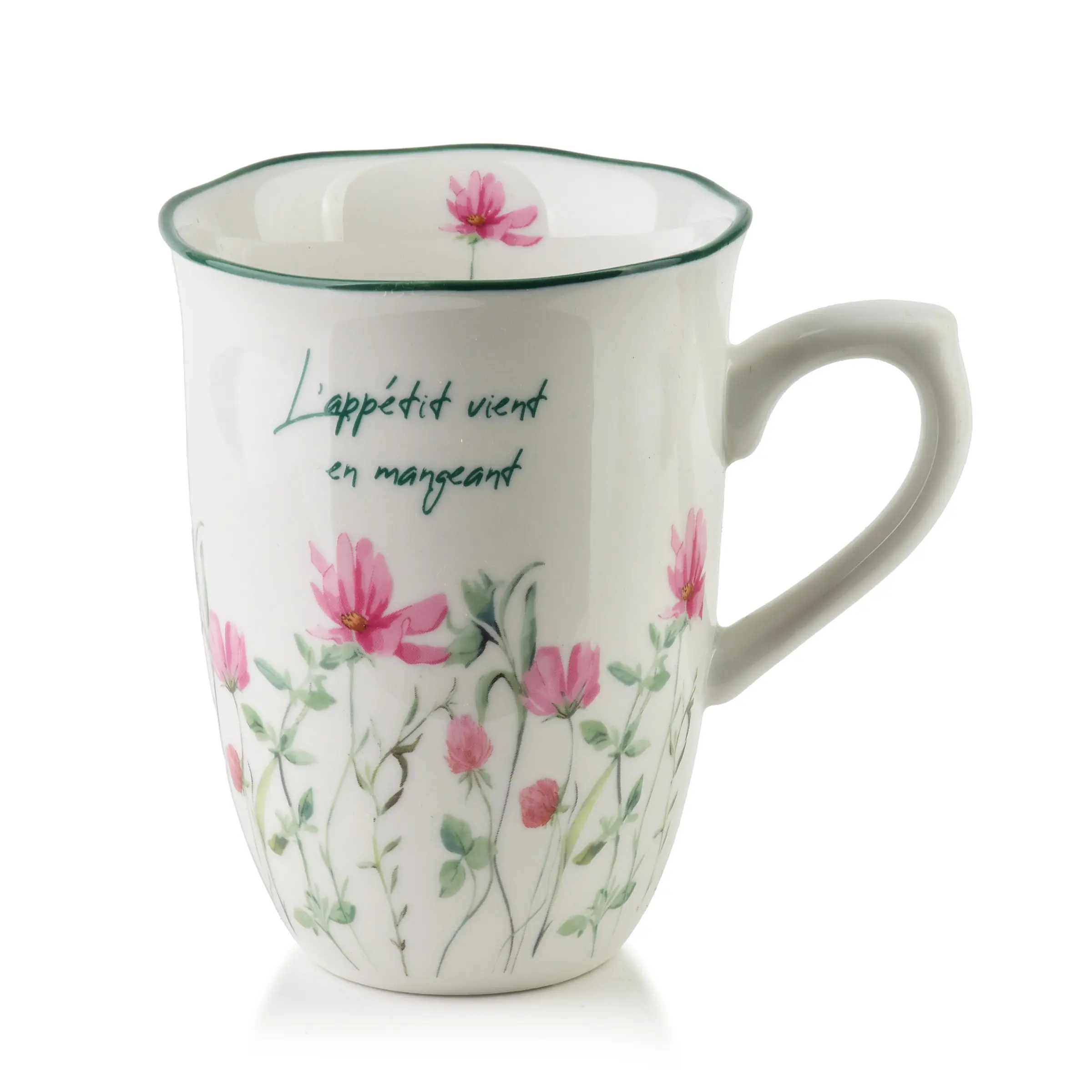 Affekdesign Porcelánový hrnek MOLLIE 340 ml bílý/zelený