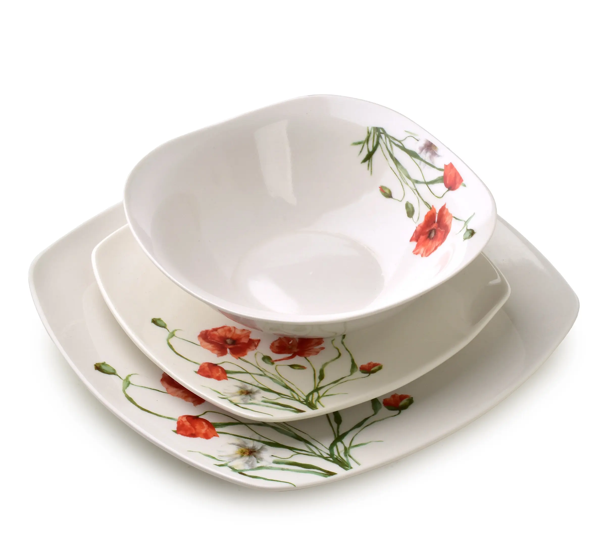Affekdesign Porcelánová jídelní sada LEA Poppy II 18 ks bílá/červená