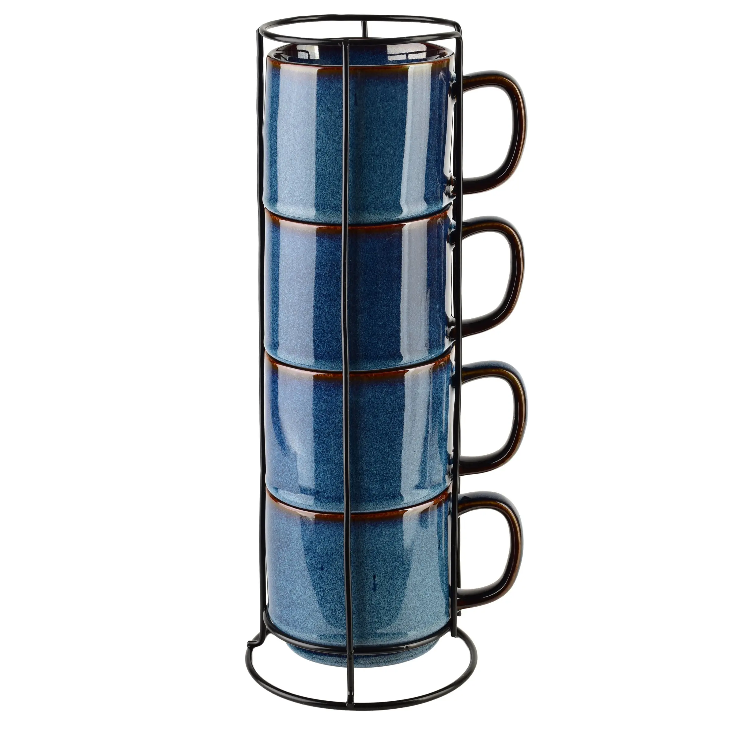 Affekdesign Sada 4 ks hrnků se stojánkem EVIE 370 ml tmavě modrá