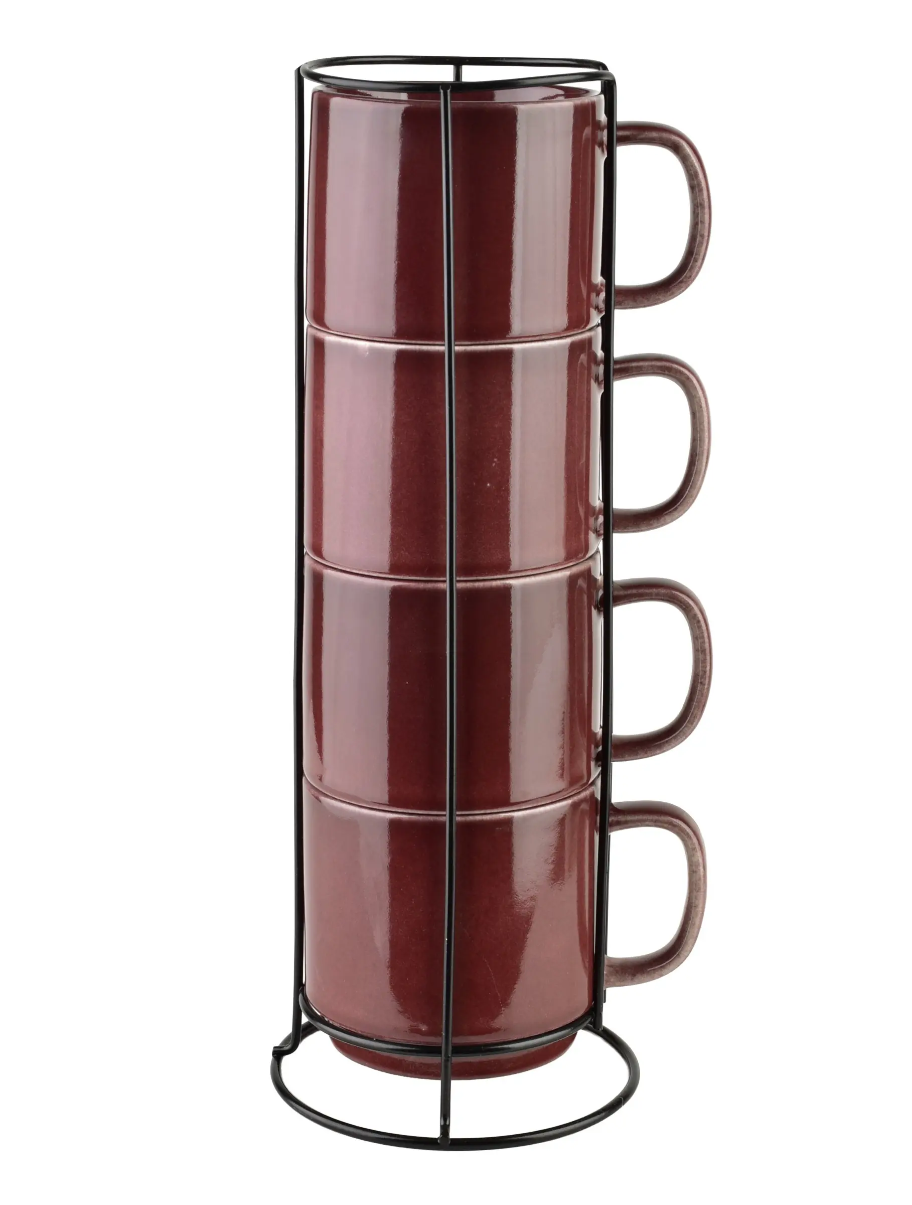 Affekdesign Sada 4 ks hrnků se stojánkem EVIE 370 ml burgundy