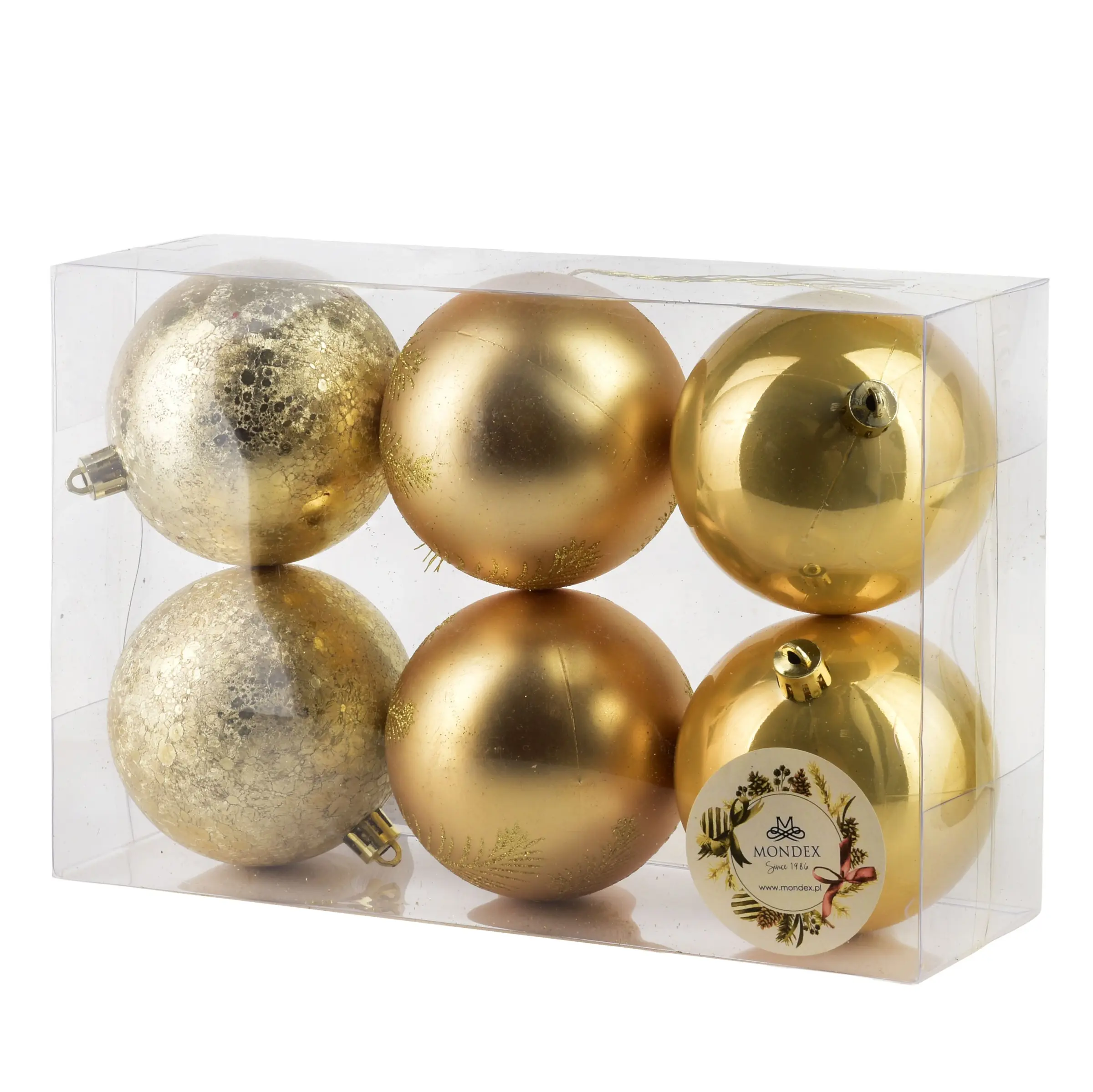 Mondex Sada 6 ks vánočních baněk Santa Lila II 8 cm zlatá