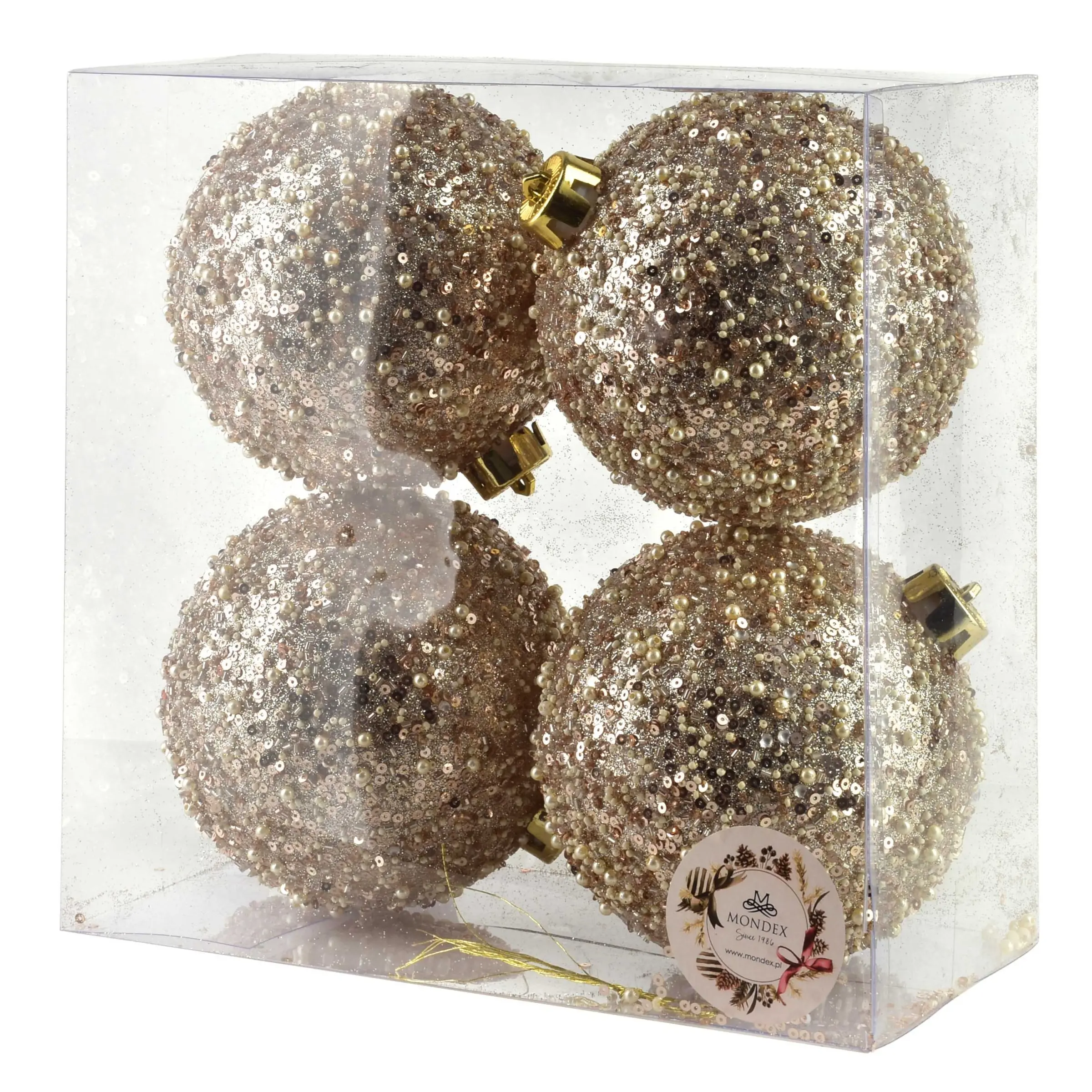 Mondex Sada 4 ks vánočních baněk Santa Lila 12 cm champagne