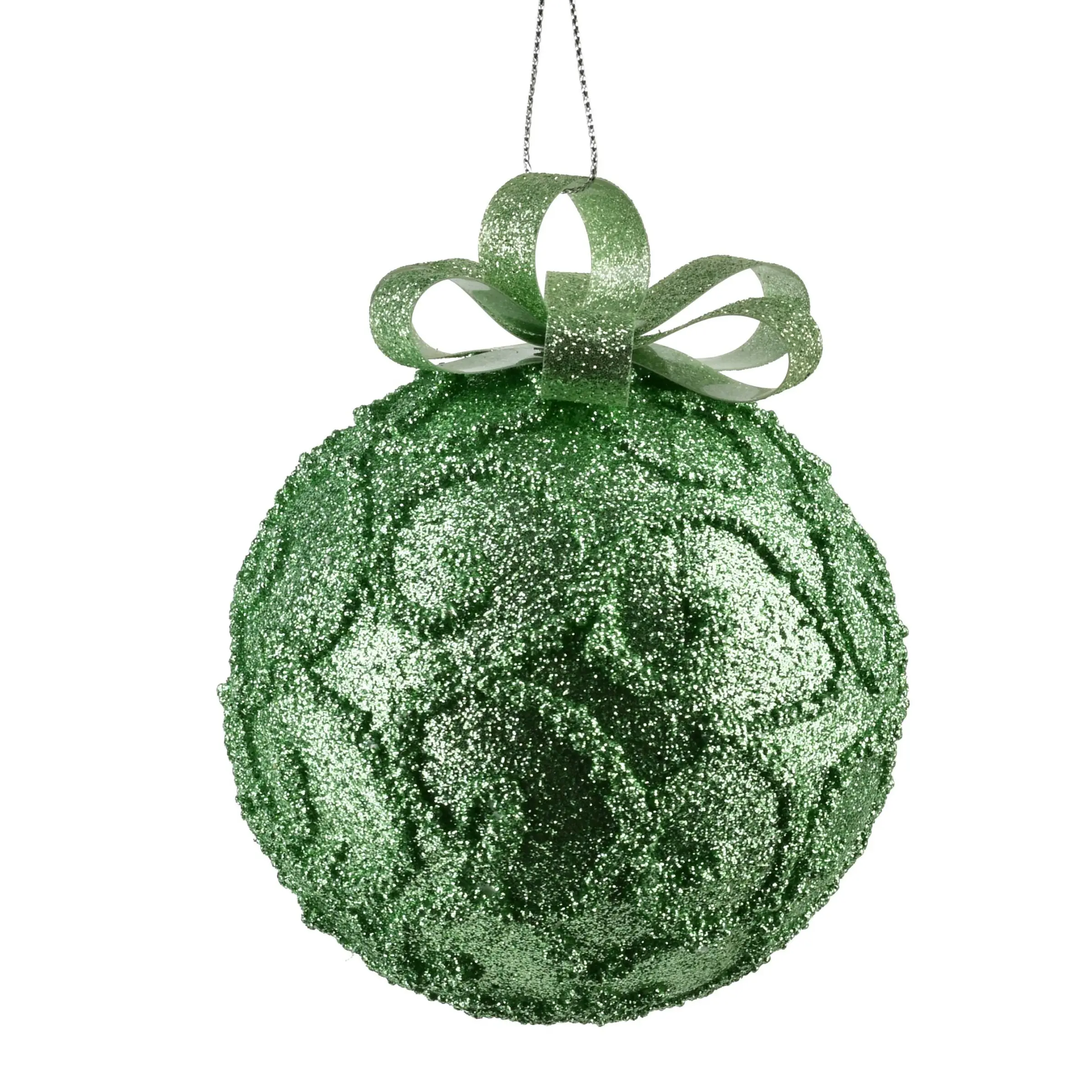 Mondex Vánoční baňka SANTA LILA Ribbon 10 cm zelená