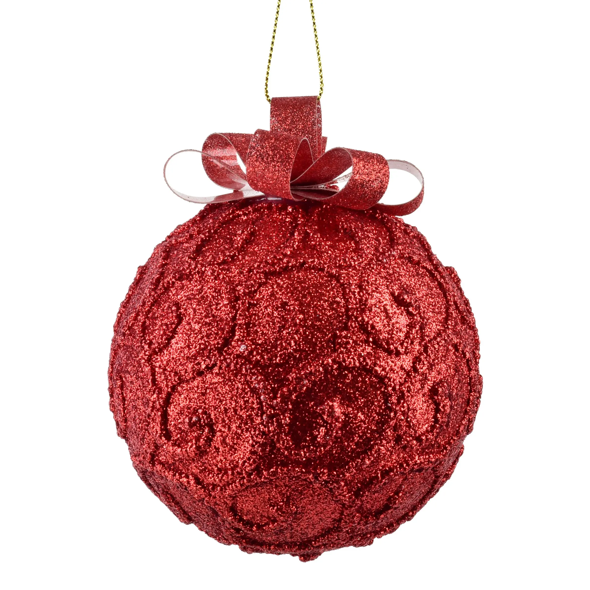 Mondex Vánoční baňka SANTA LILA Ribbon 10 cm červená