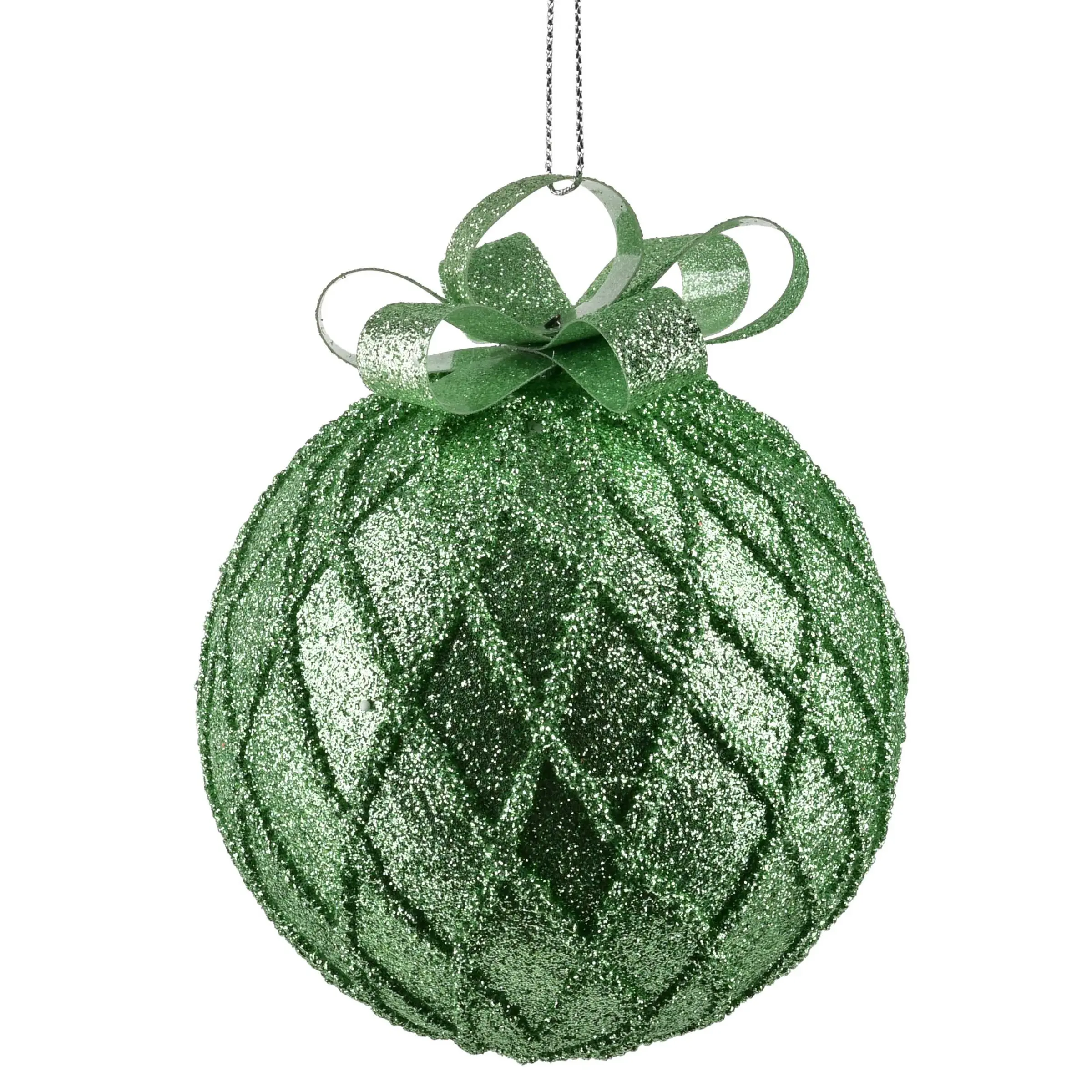 Mondex Vánoční baňka SANTA LILA Grid 10 cm zelená