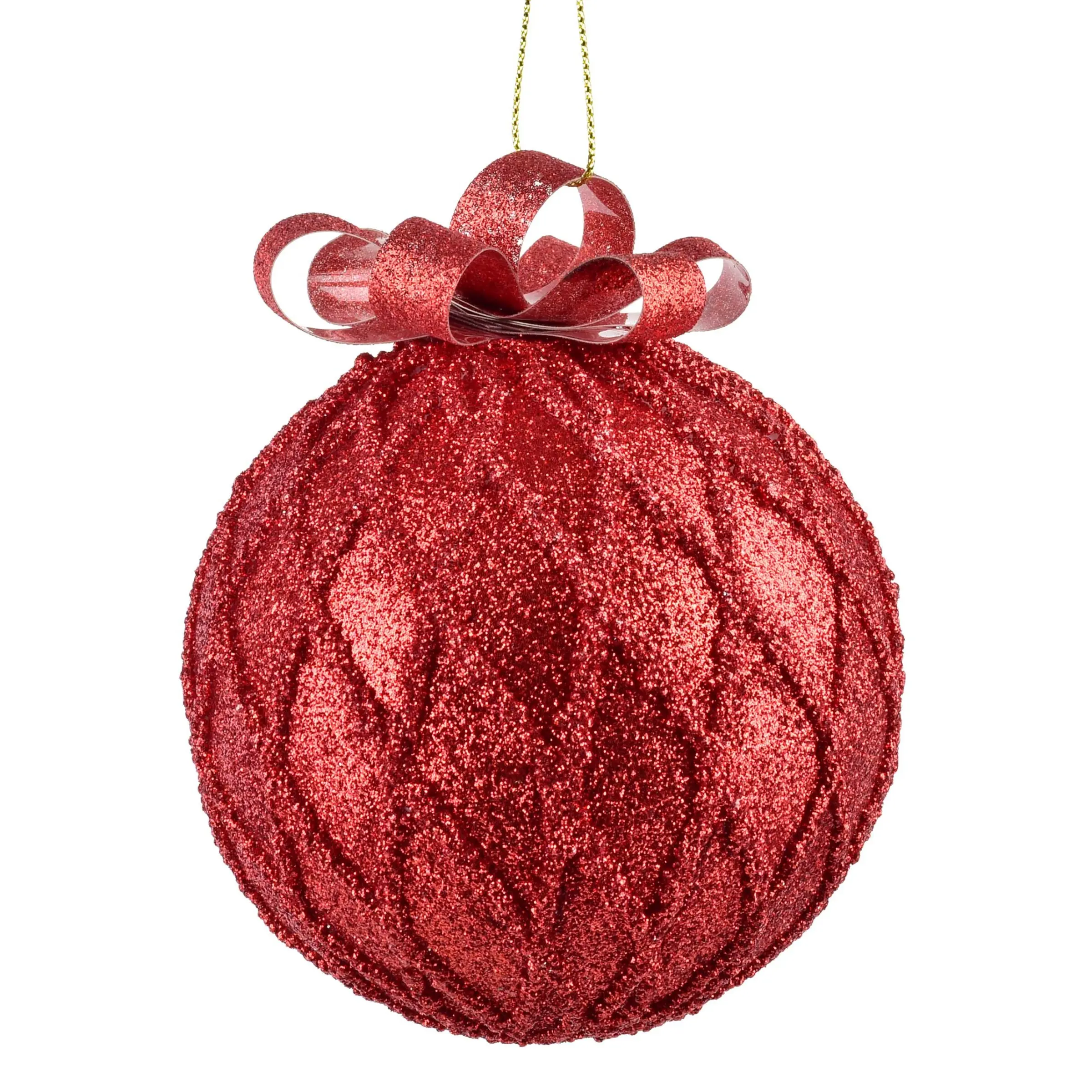 Mondex Vánoční baňka SANTA LILA Grid 10 cm červená