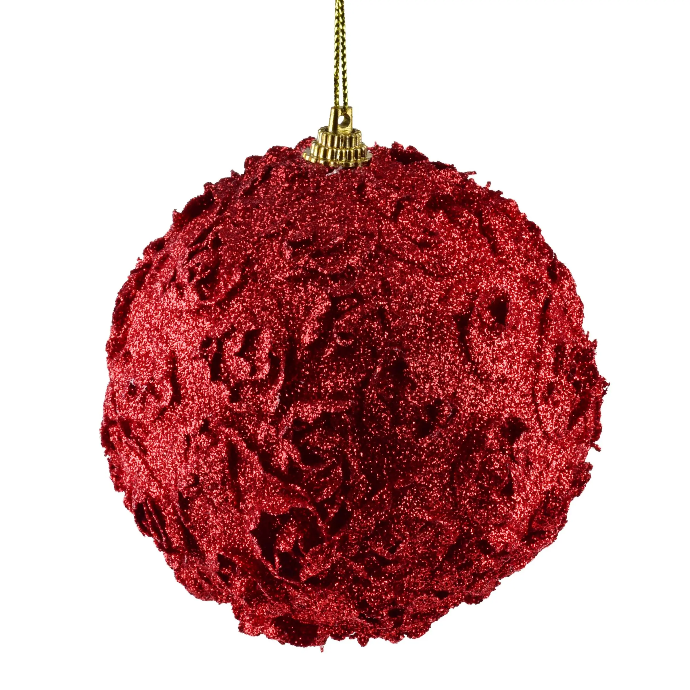 Mondex Vánoční baňka SANTA LILA Lace 10 cm červená