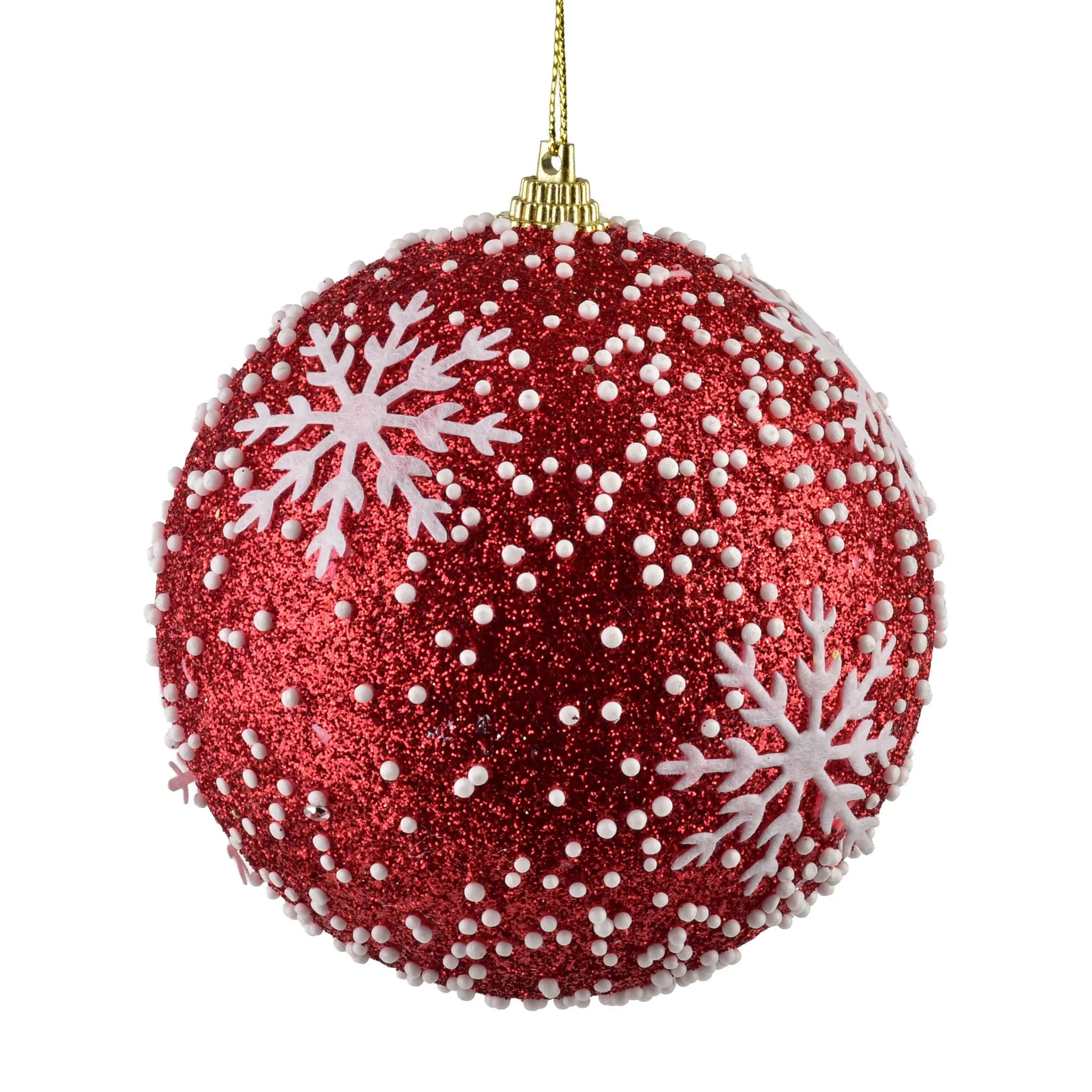 Mondex Vánoční baňka SANTA LILA Snowflake 10 cm červená