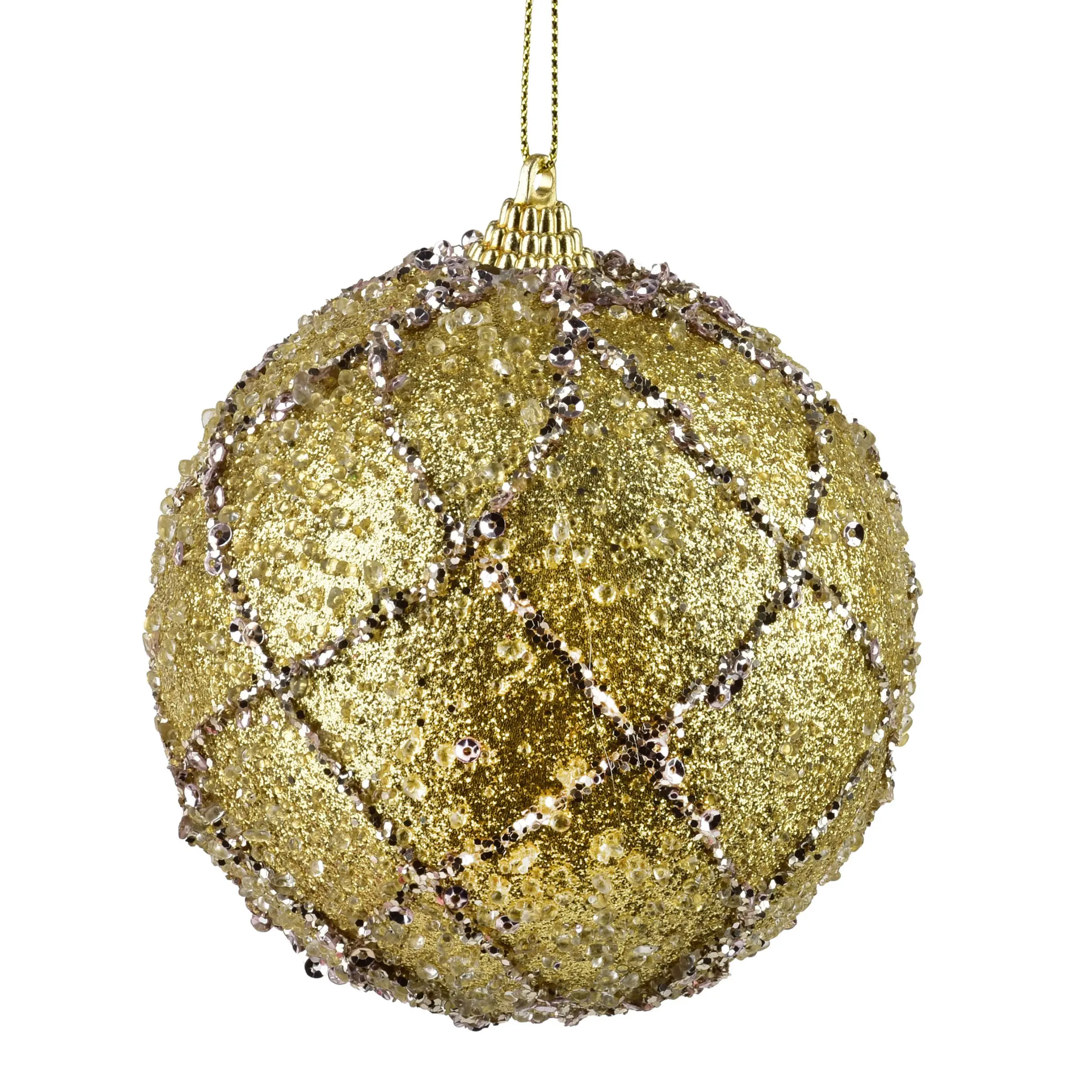 Mondex Vánoční baňka SANTA LILA Cobweb 10 cm zlatá