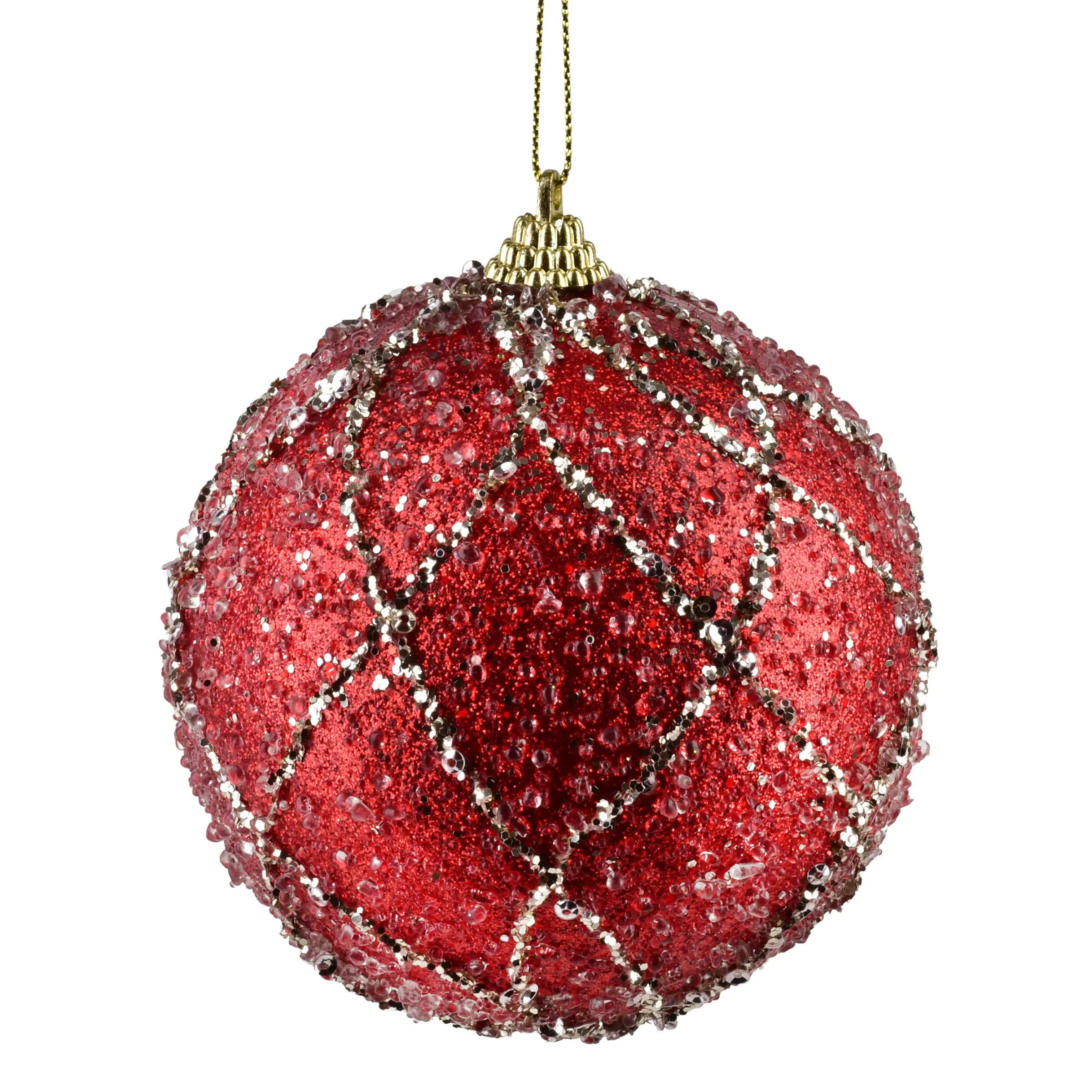 Mondex Vánoční baňka SANTA LILA Cobweb 10 cm červená