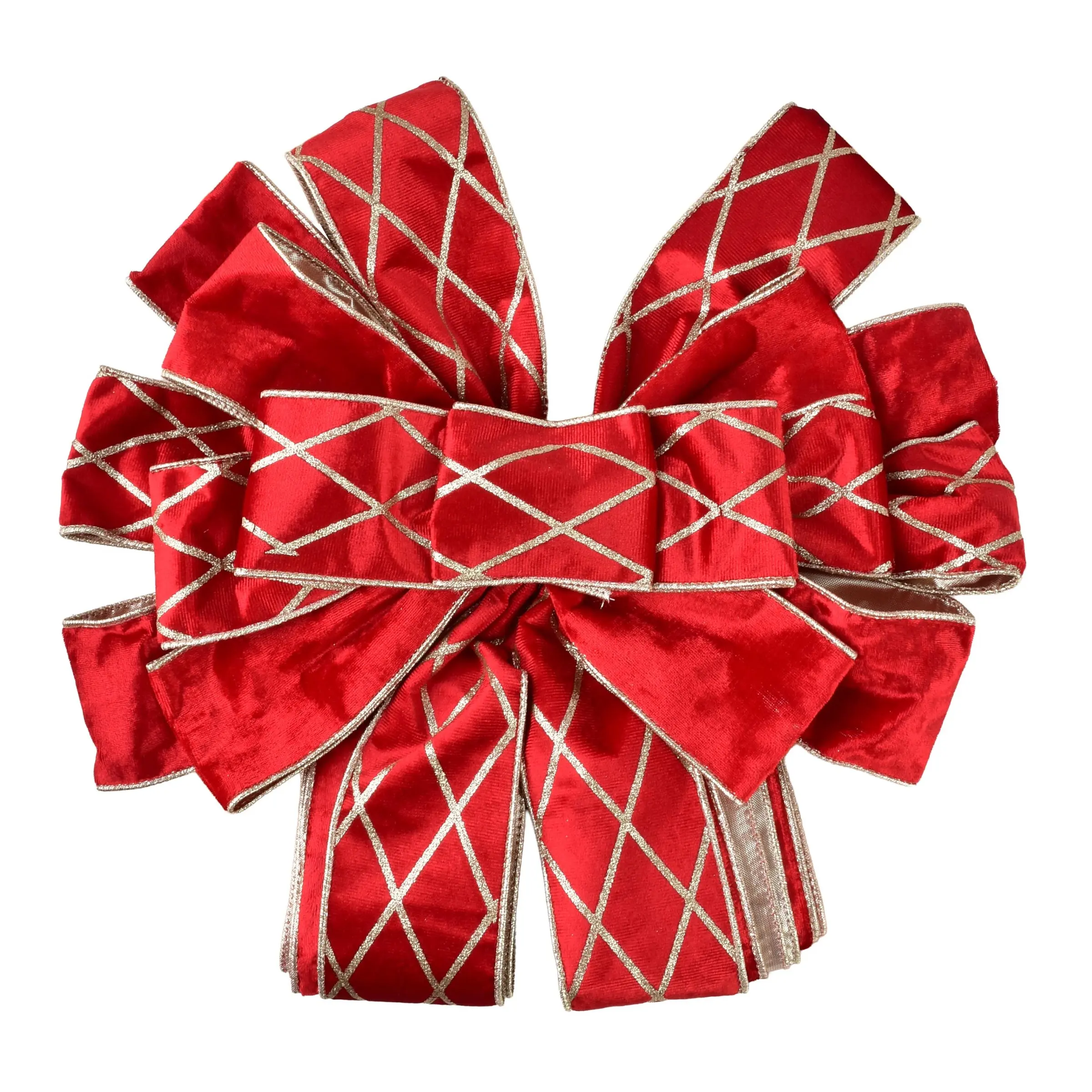Mondex Vánoční dekorativní mašle Santa Lila 32x130 cm červená se zlatým vzorem