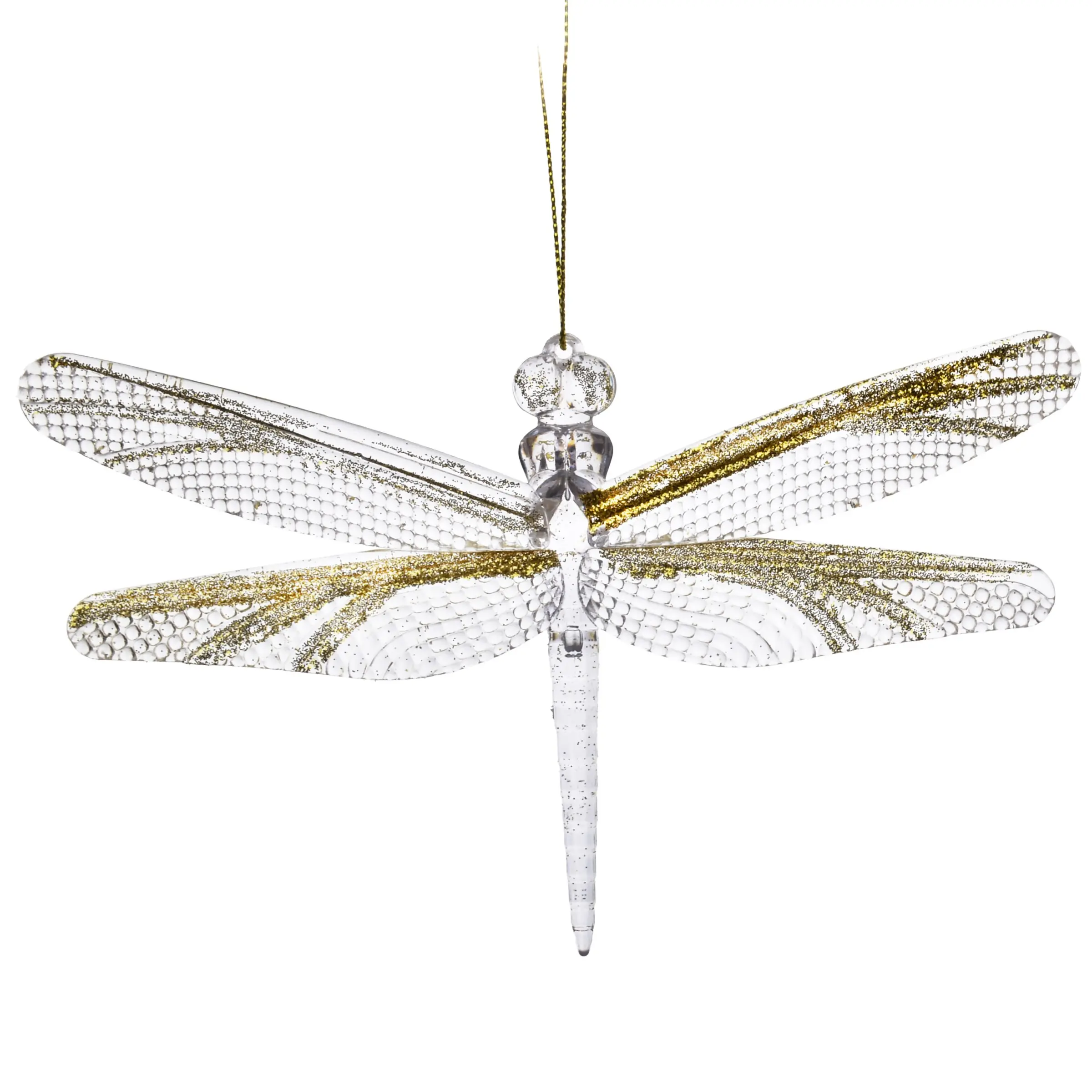 Mondex Vánoční závěsná ozdoba Santa Lila Vážka 16 cm transparentní/zlatá