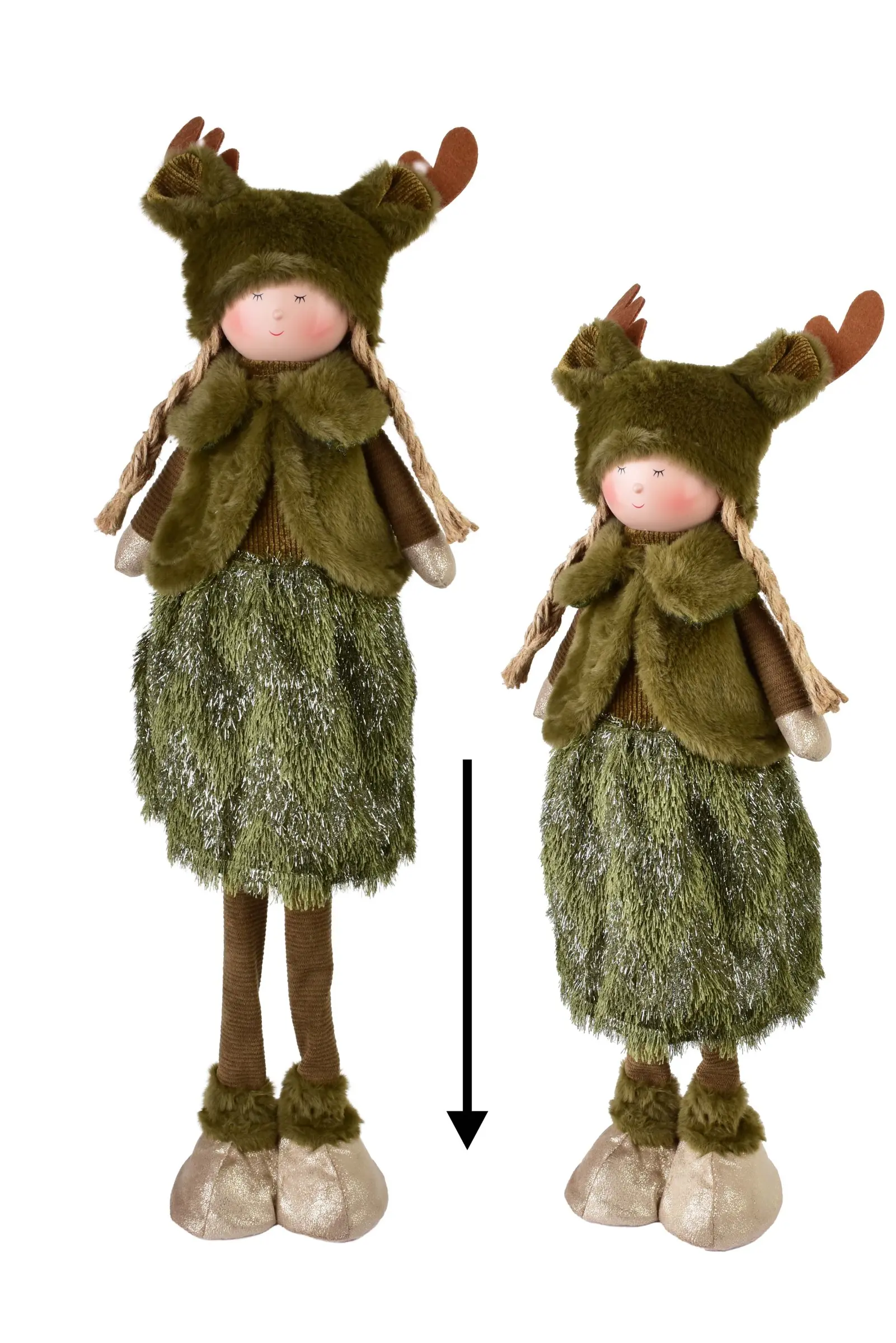 Mondex Vánoční teleskopická figurka Santa Lila Dívka 47/68 cm zelená