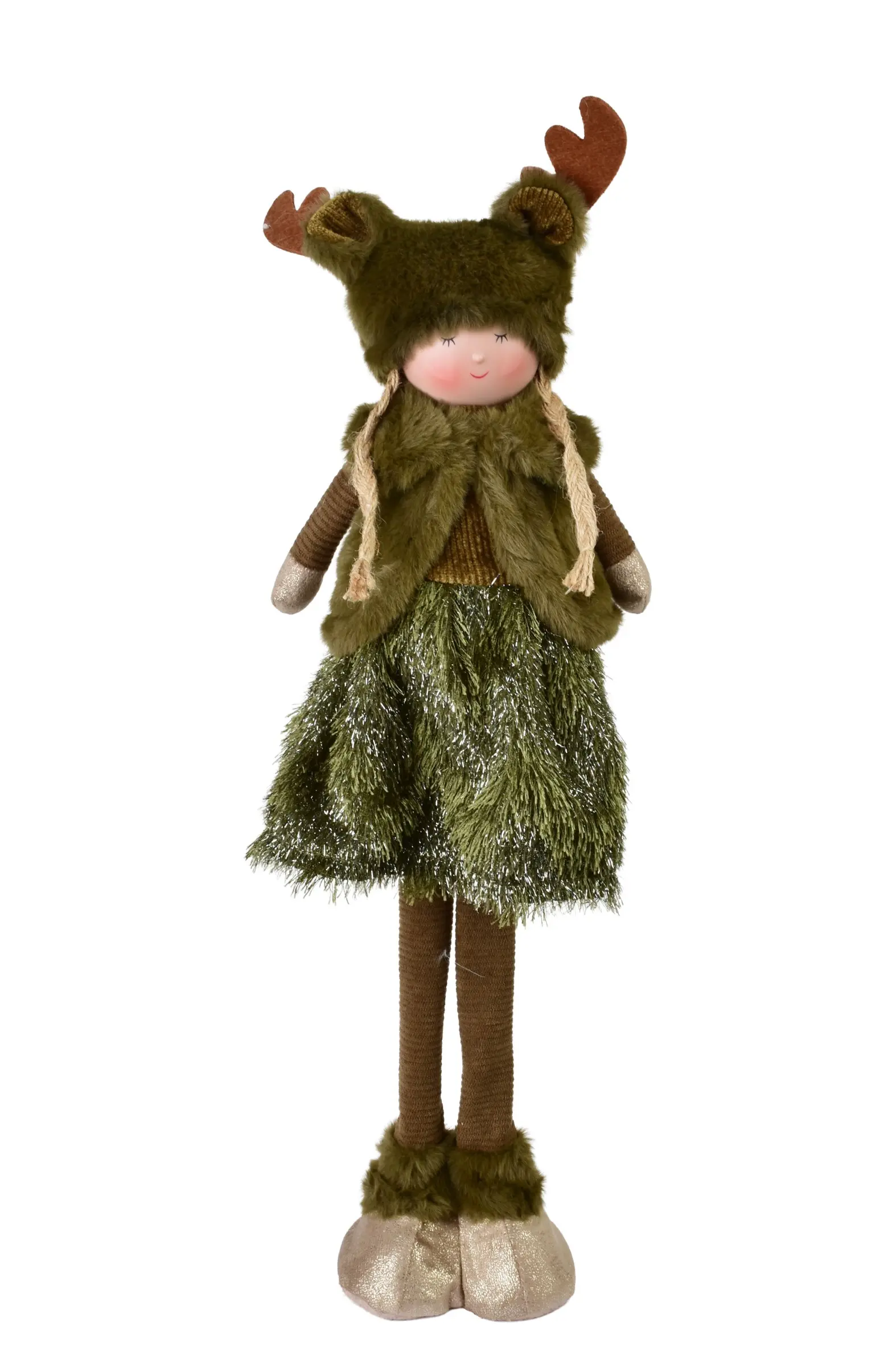 Mondex Vánoční figurka Santa Lila Dívka 54 cm zelená