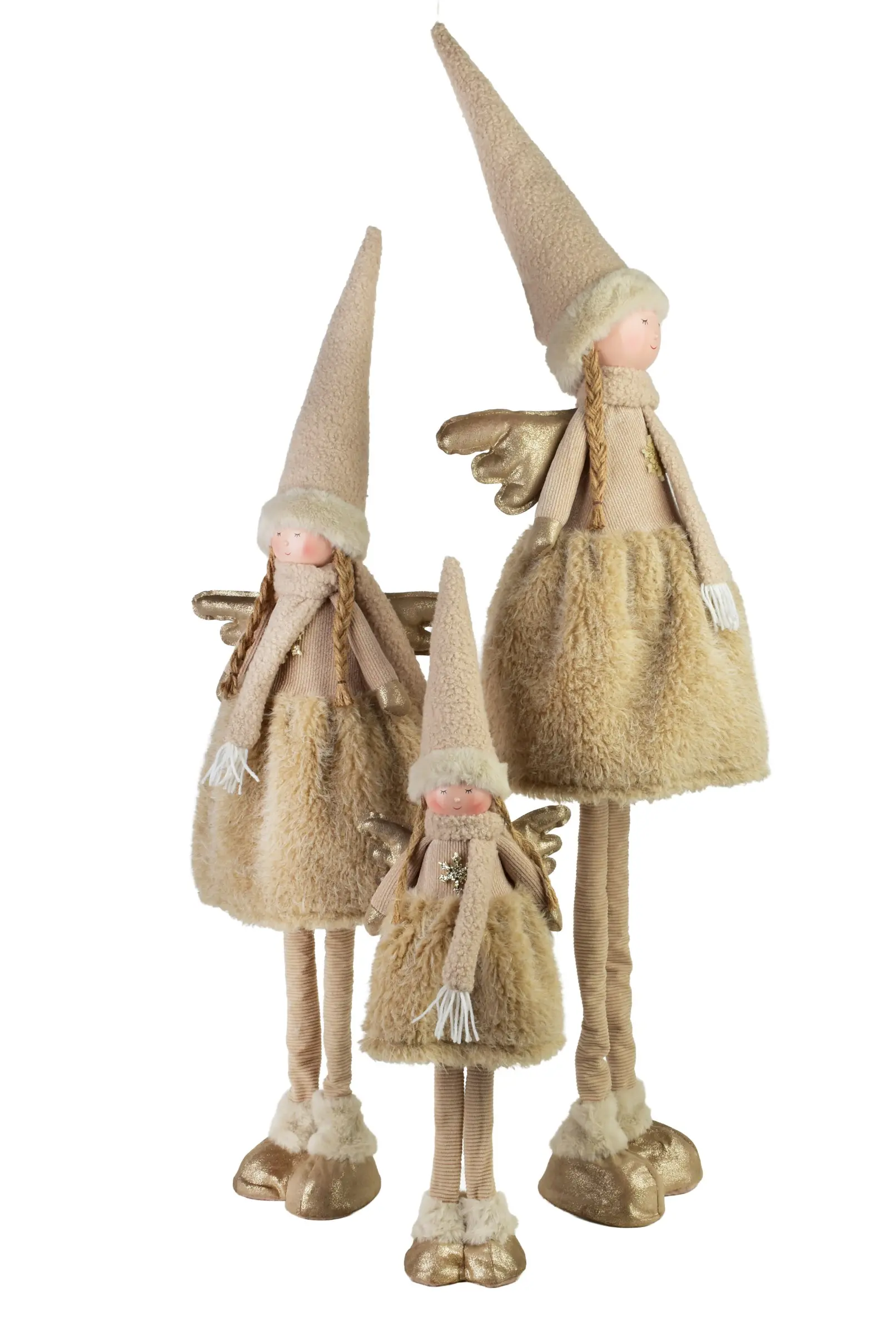 Mondex Vánoční teleskopická figurka Santa Lila Anděl 68/96 cm béžová