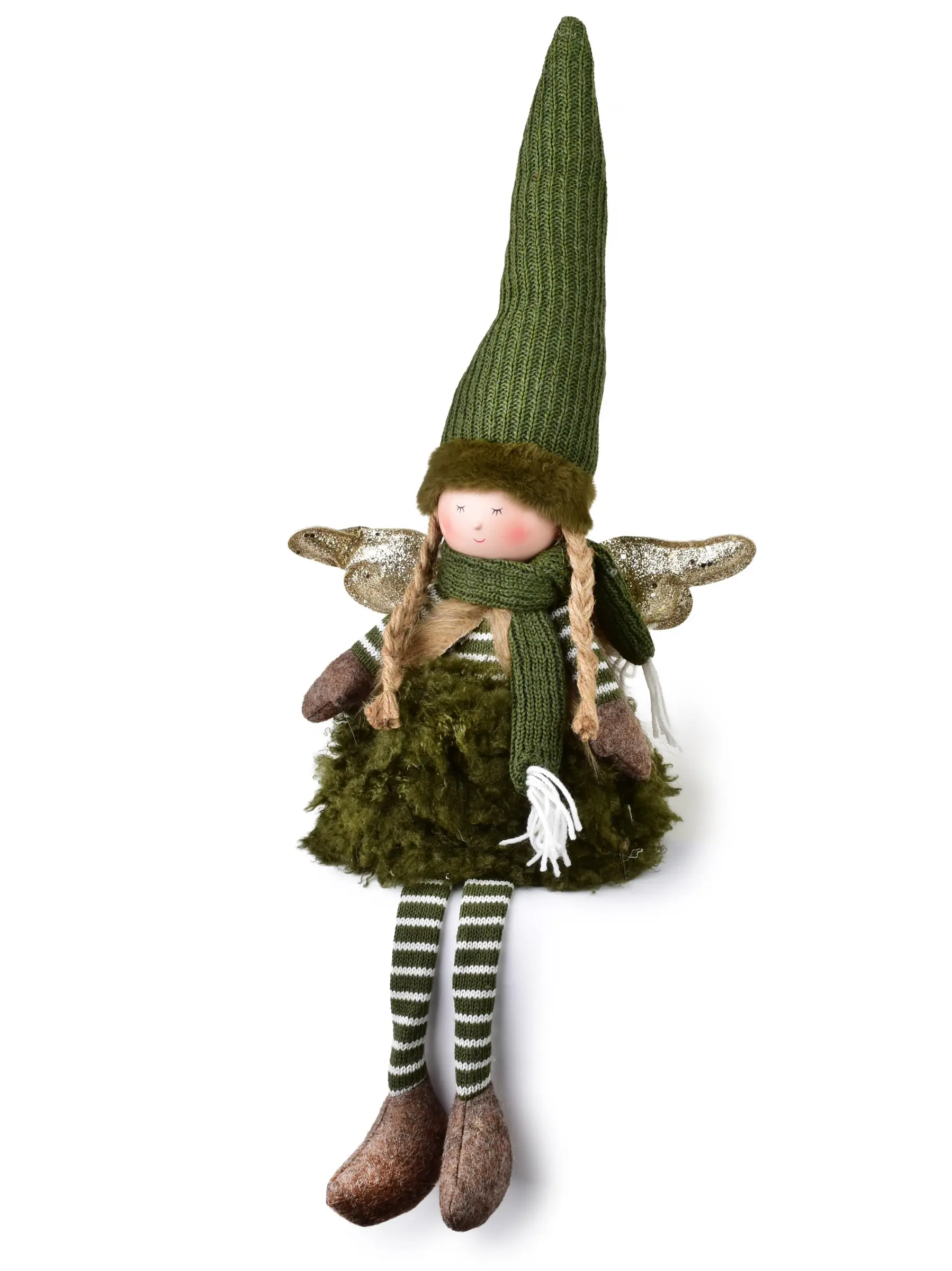 Mondex Vánoční figurka Santa Lila Sedící anděl 40/67 cm zelená