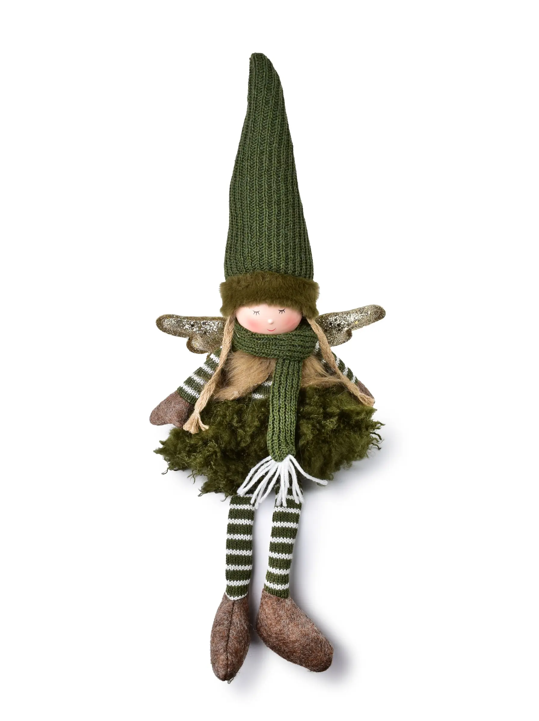 Mondex Vánoční figurka Santa Lila Sedící anděl 32/54 cm zelená