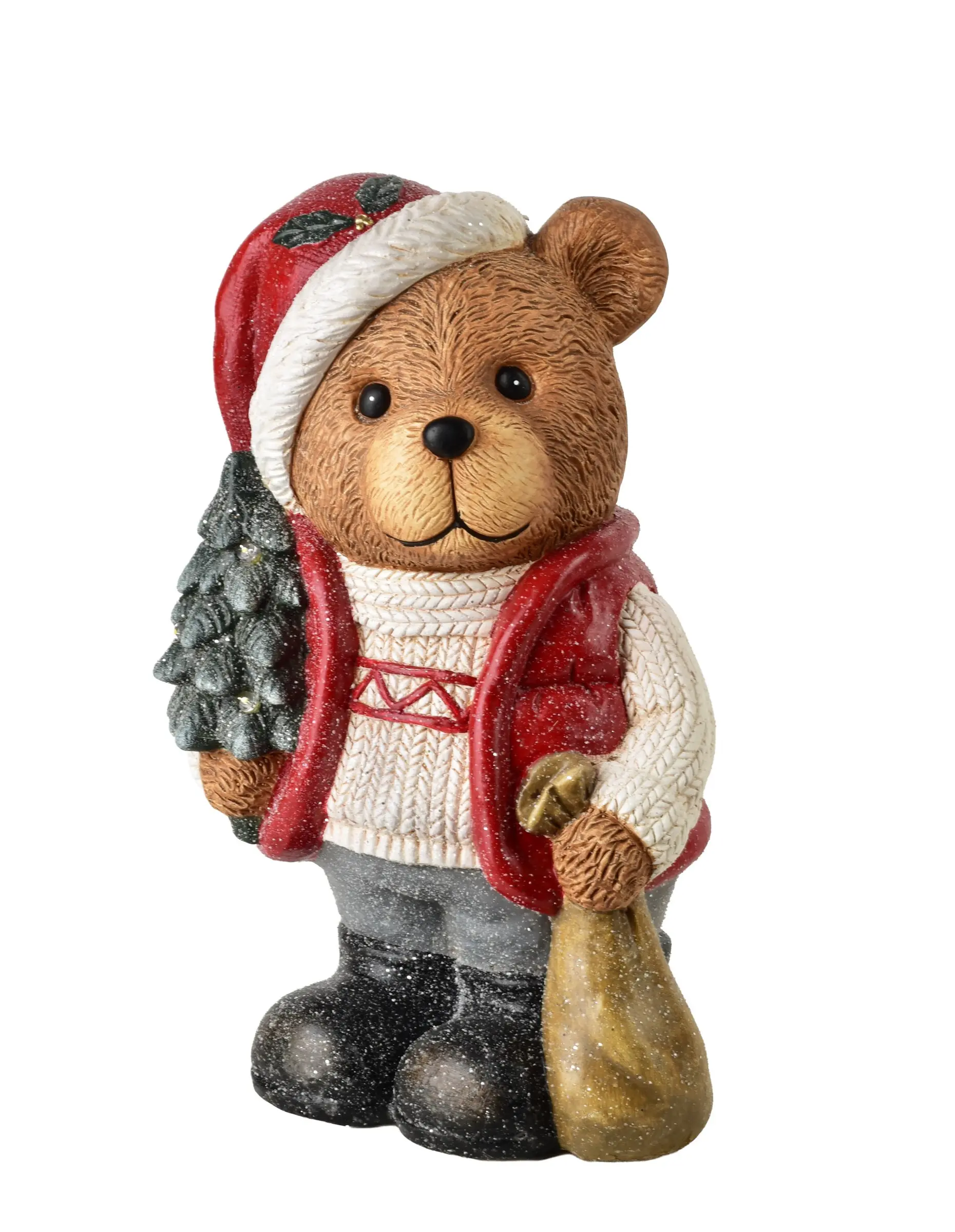 Mondex Vánoční LED figurka Santa Lila Medvídek 39 cm vícebarevná