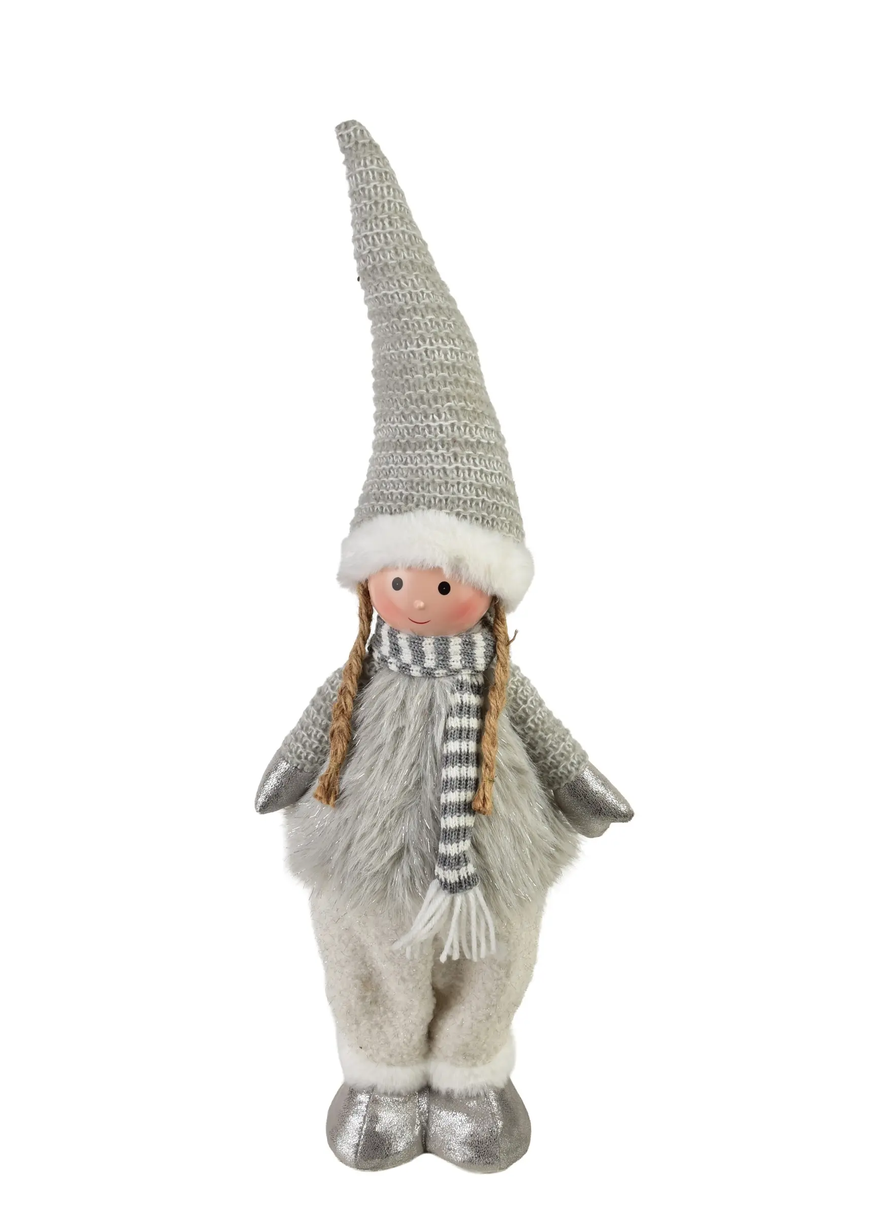 Mondex Vánoční figurka Santa Lila Dívka 52 cm šedá