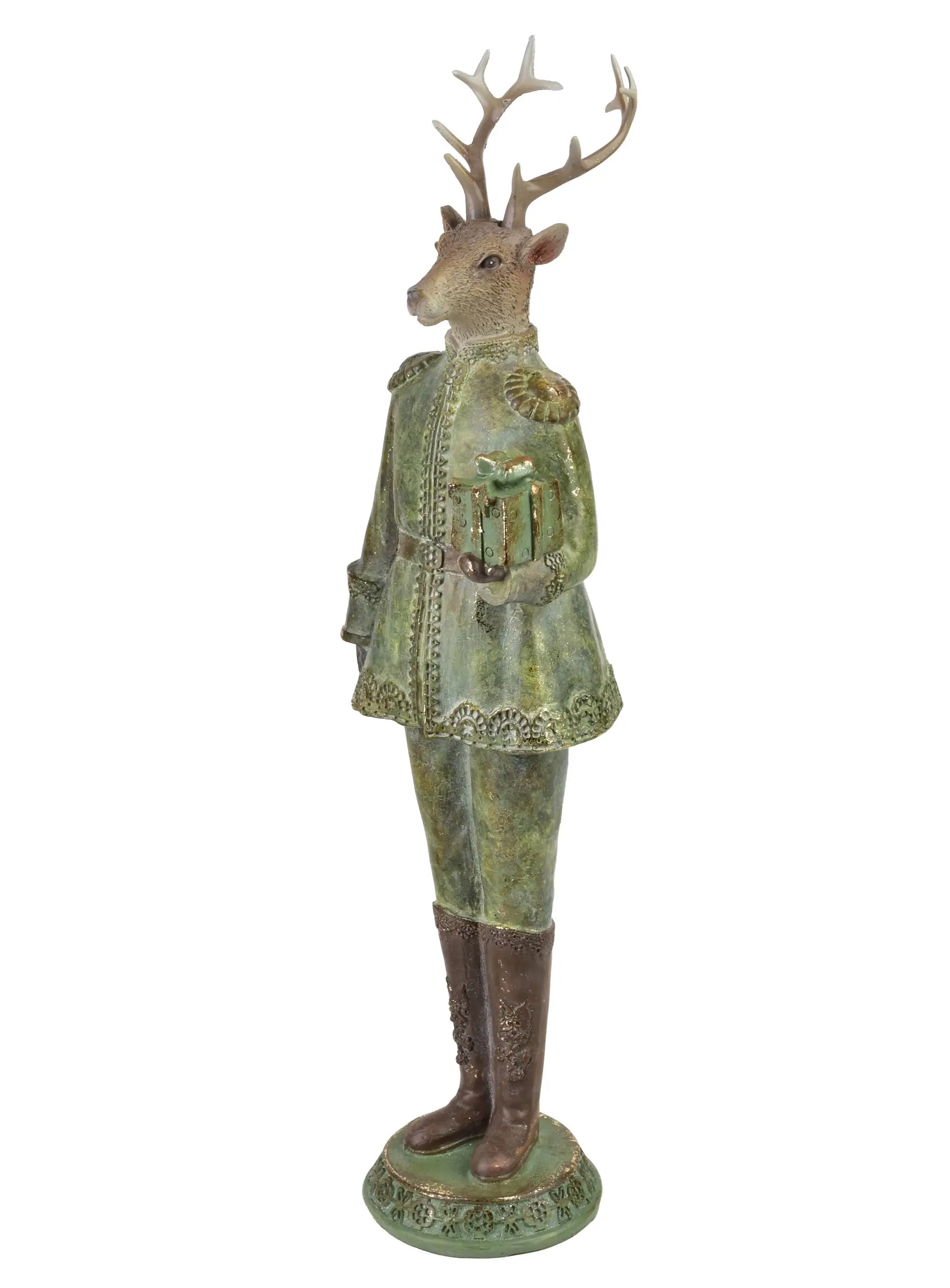 Mondex Vánoční figurka Santa Lila Jelen s dárkem 41 cm zelená